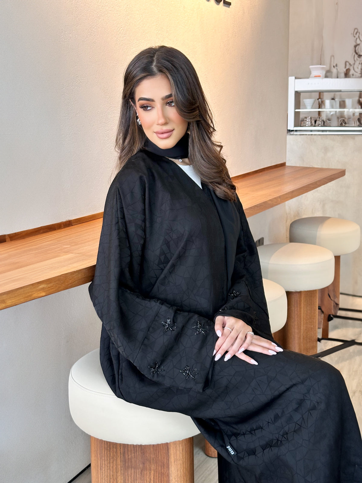Jacquard Black Abaya