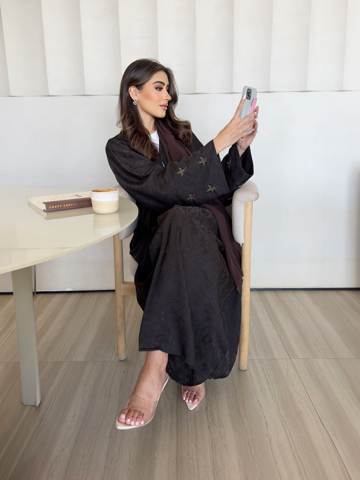 Jacquard Brown Abaya