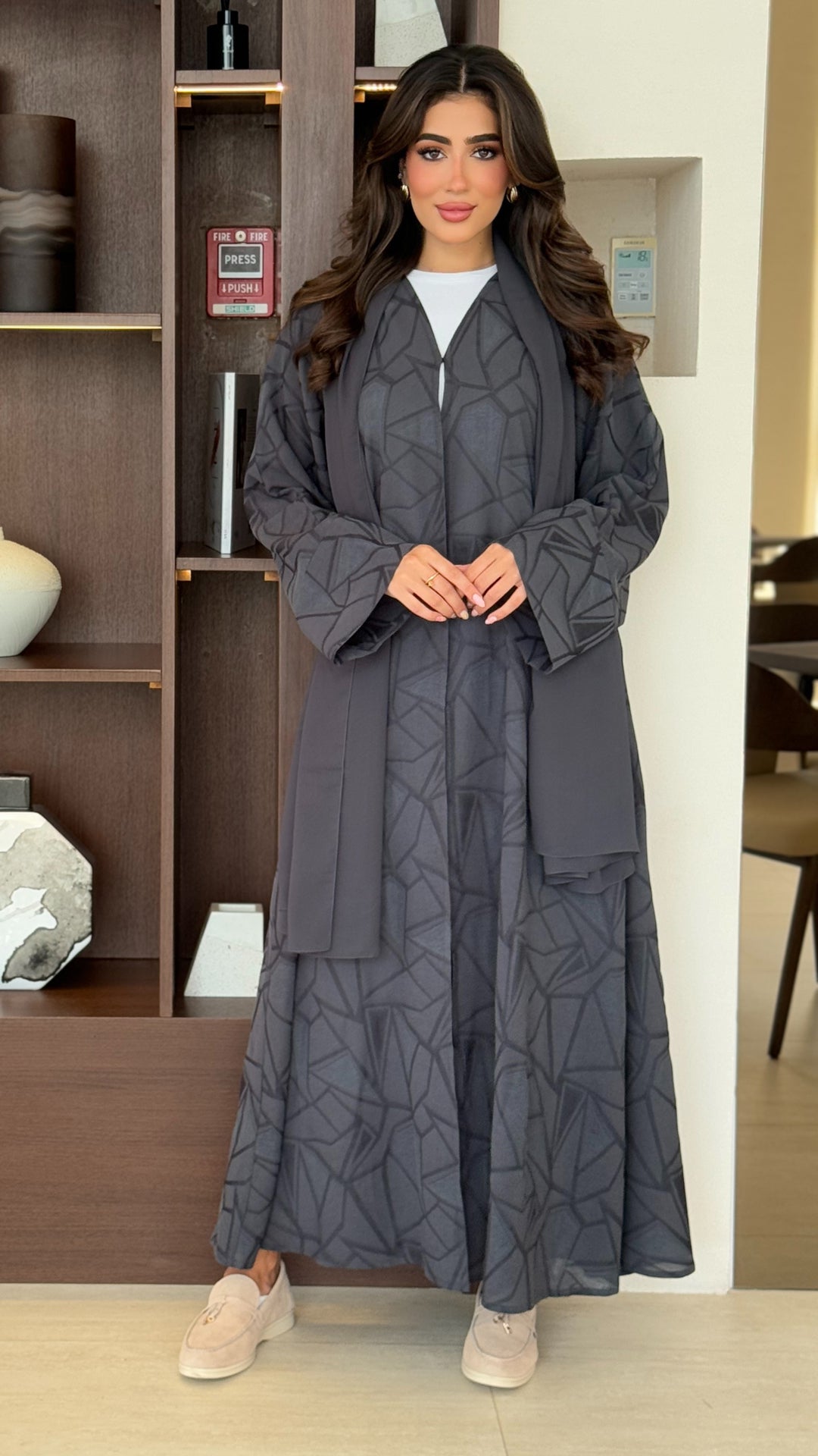 Basma Dark Grey Abaya