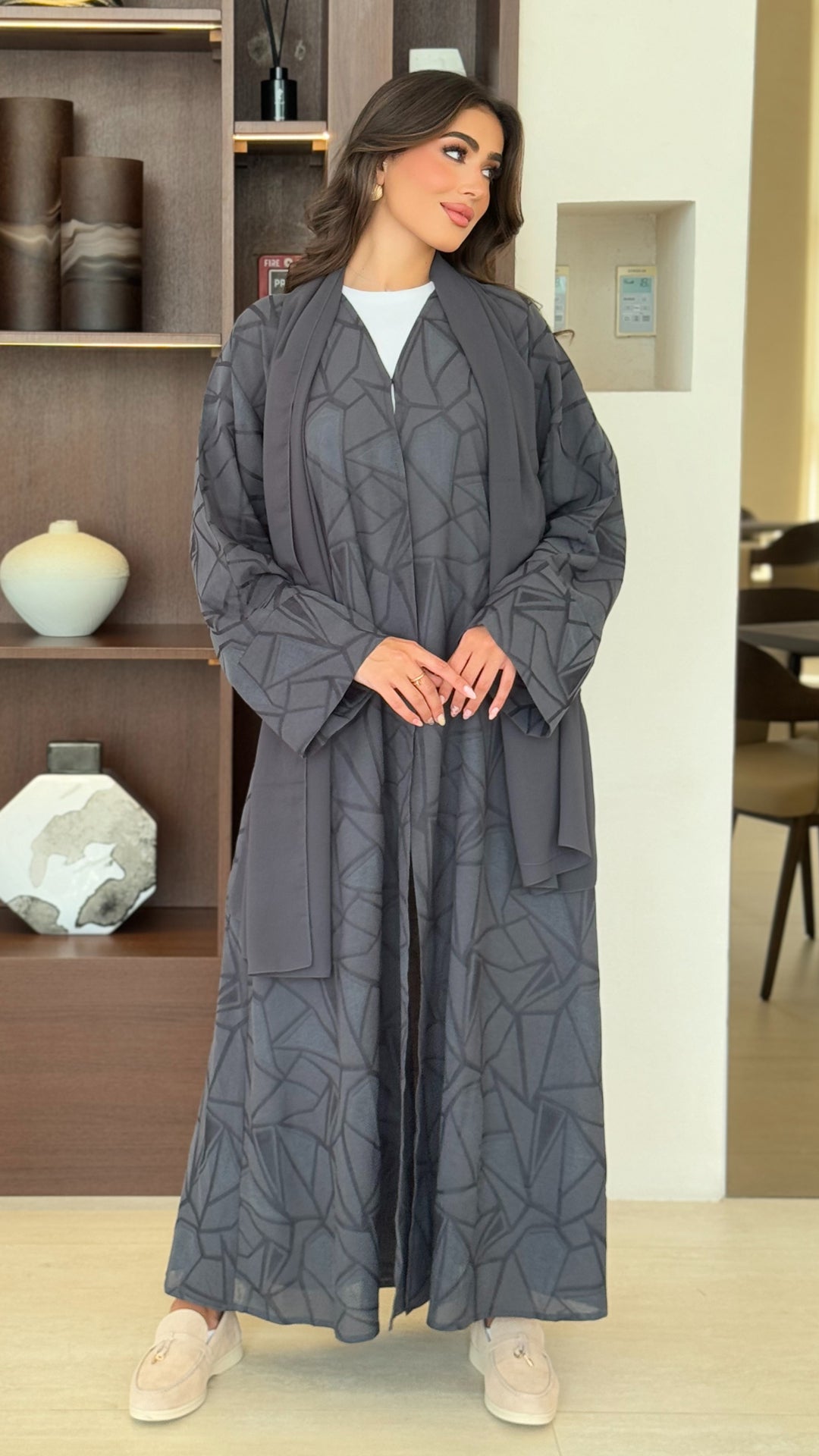 Basma Dark Grey Abaya