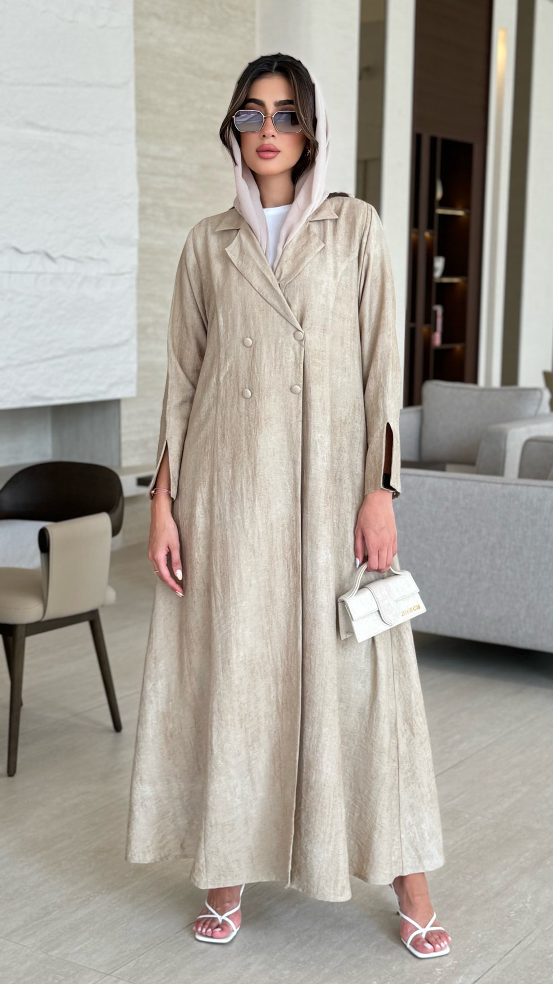Nawal light Beige Abaya