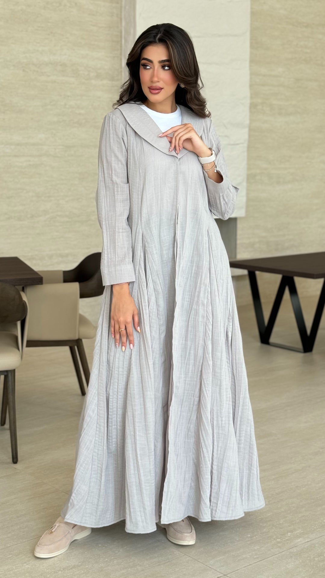 Noor Light Grey Abaya
