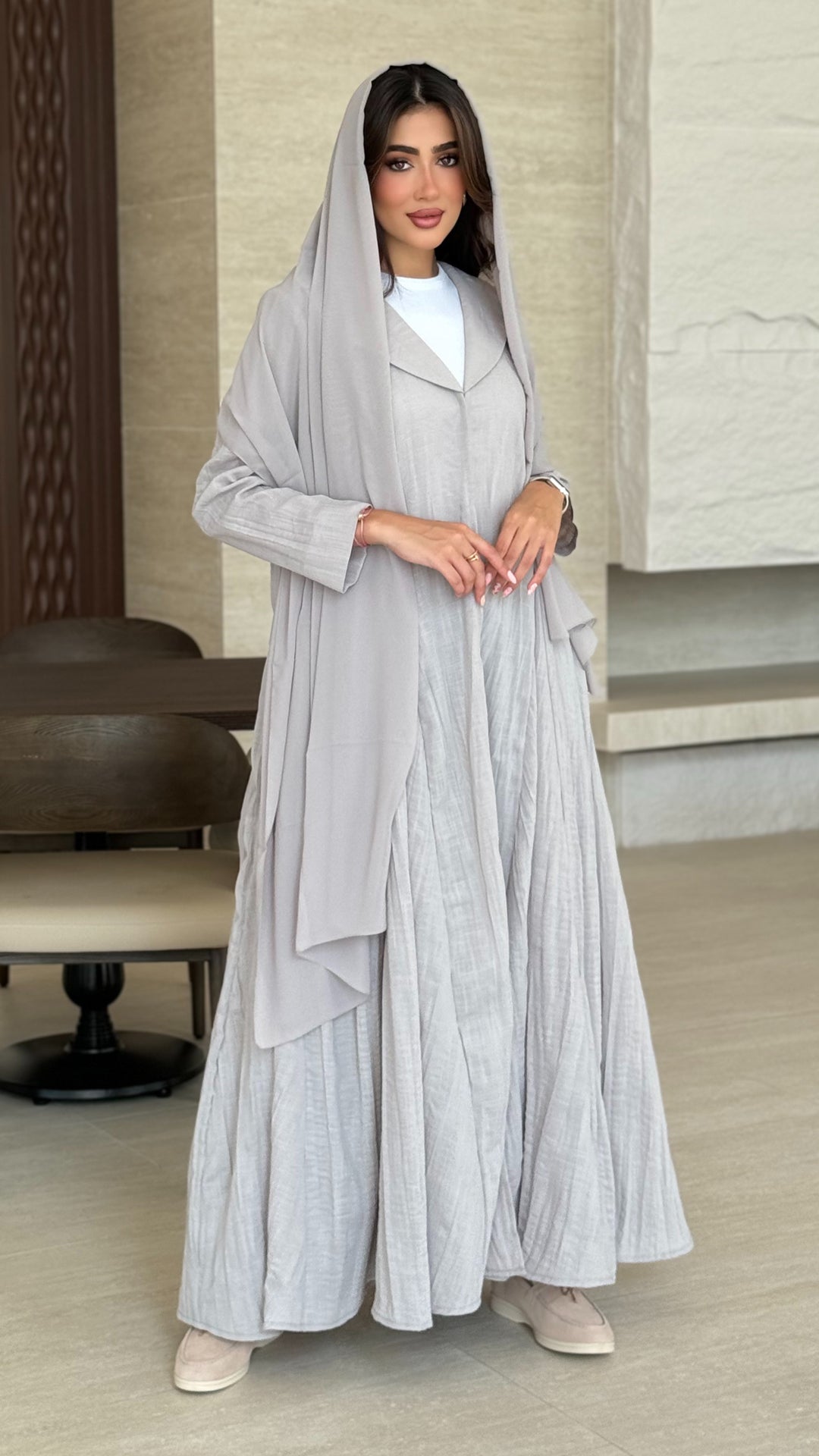 Noor Light Grey Abaya