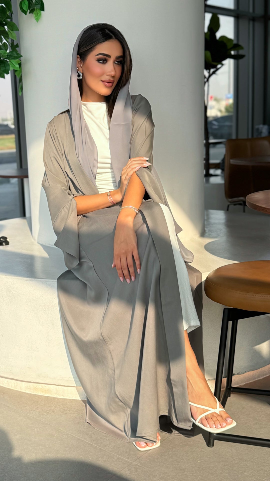 Maya Light Grey Abaya