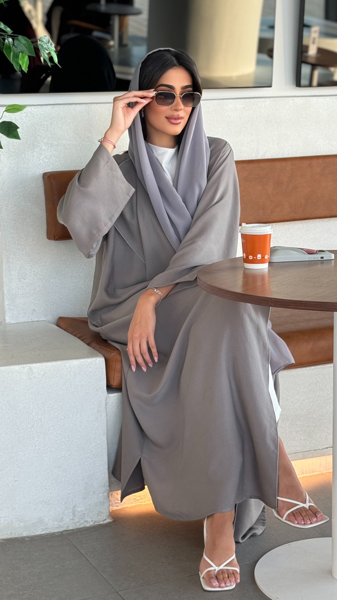 Misk Light Grey Abaya