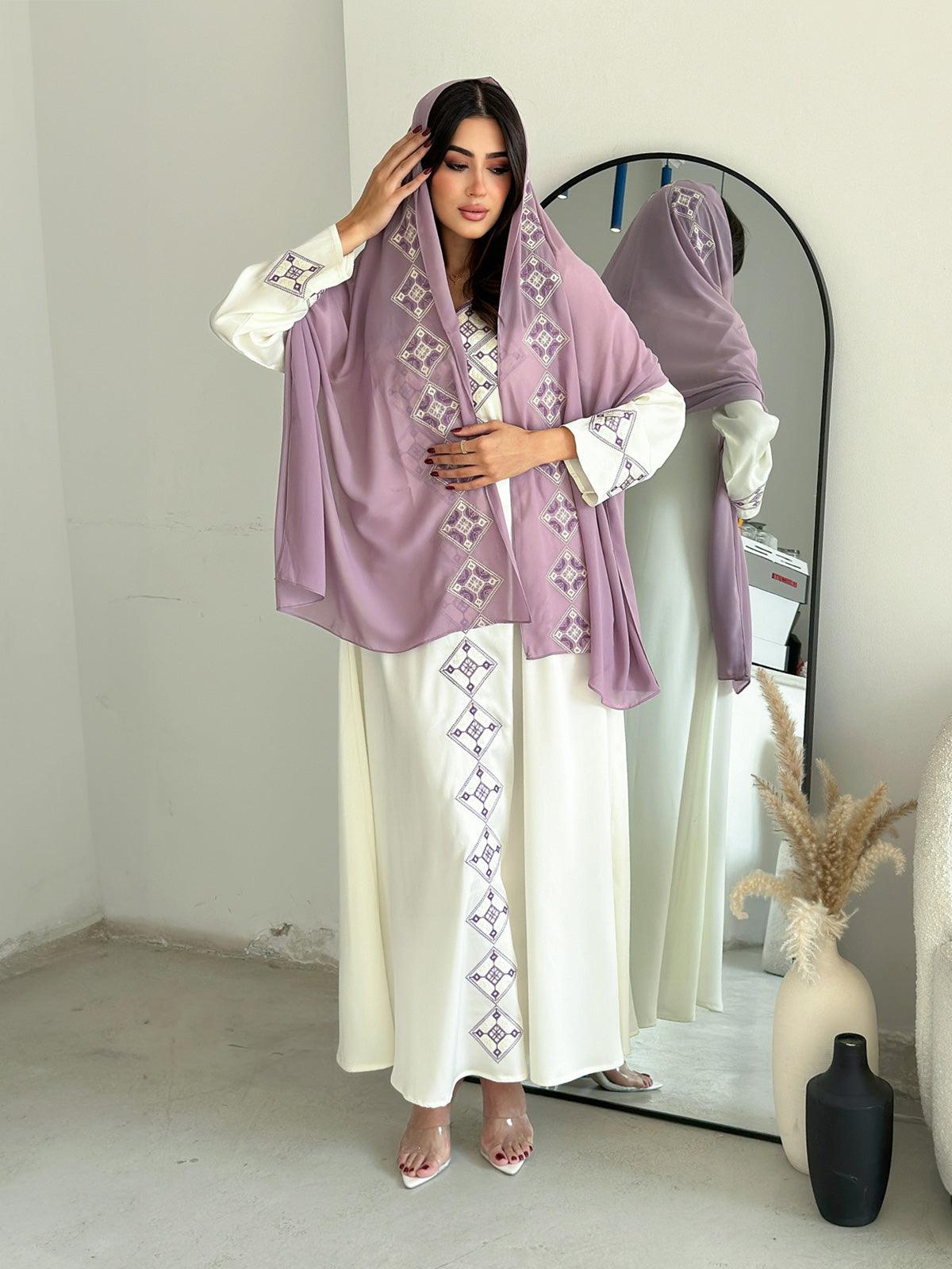 Vintage White Kaftan Abaya