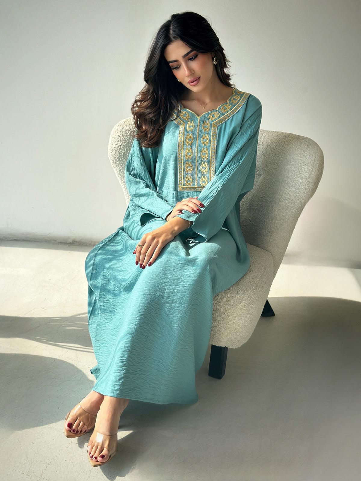 Marooj Light Blue Kaftan Abaya