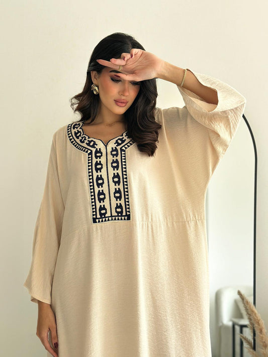 Marooj White Kaftan Abaya