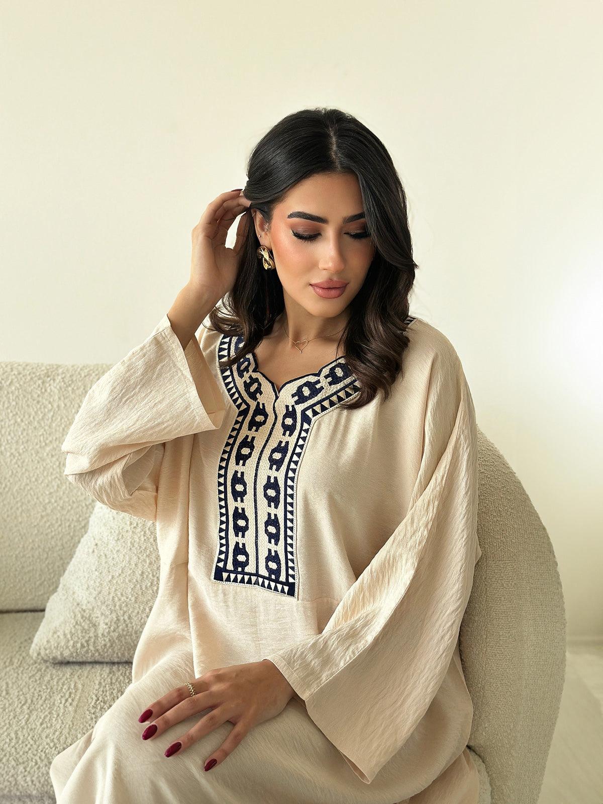 Marooj White Kaftan Abaya
