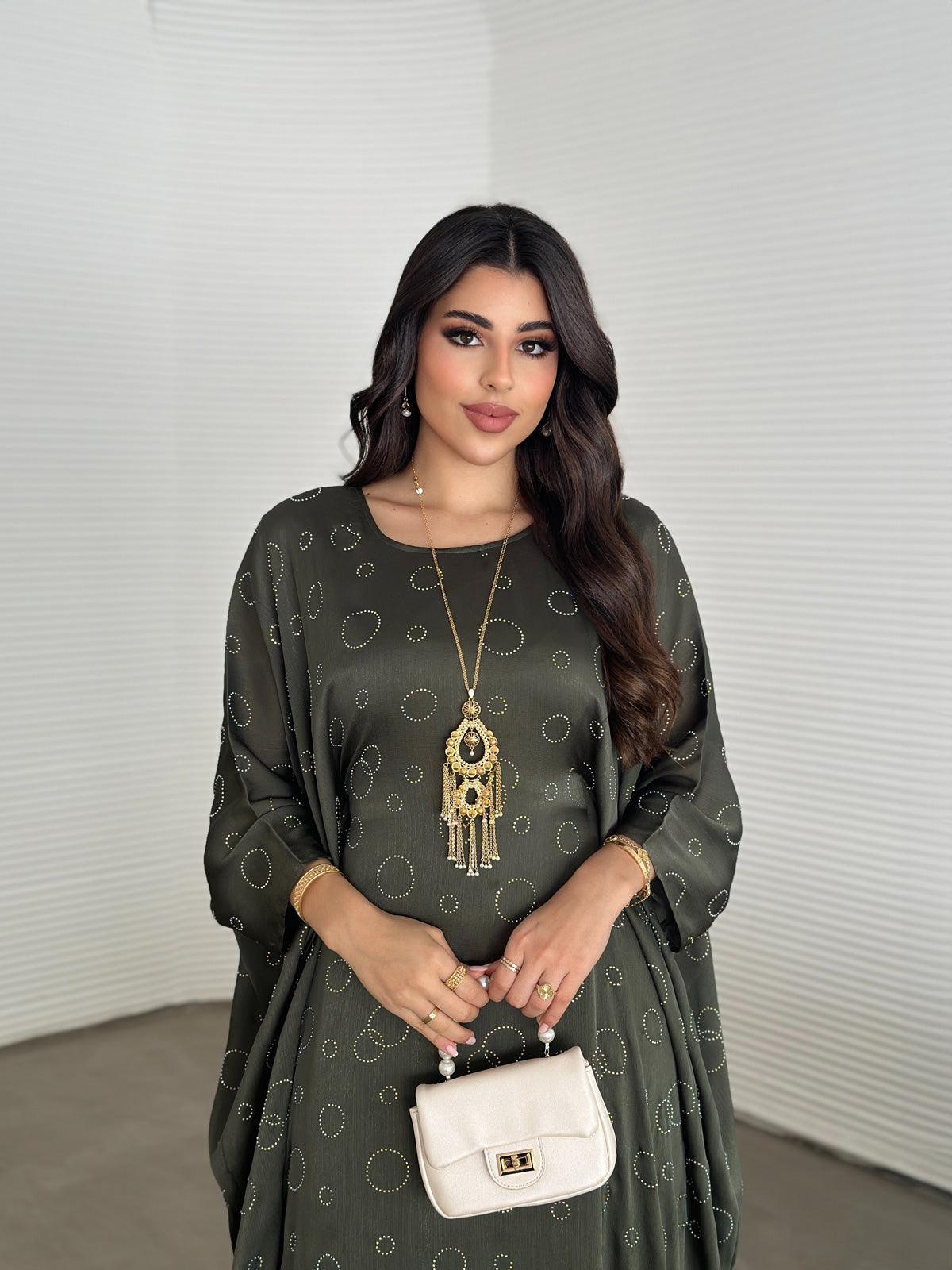Layla Dark Green Kaftan Abaya