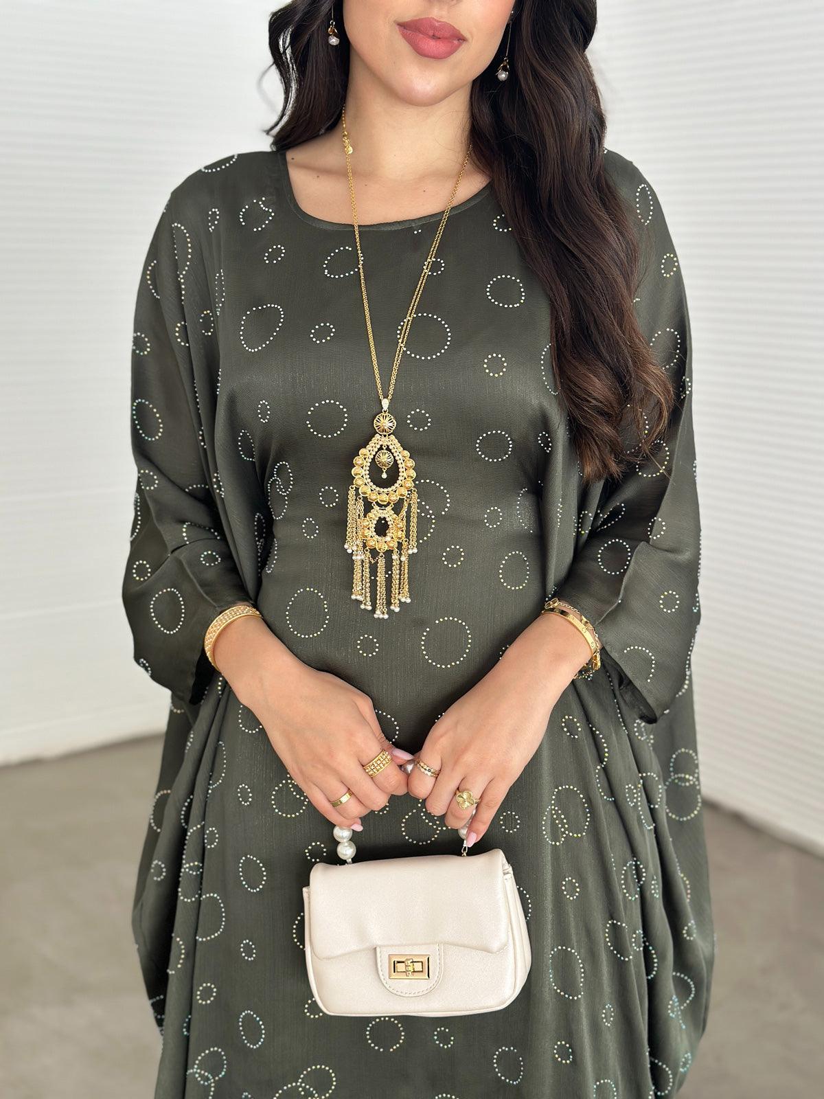 Layla Dark Green Kaftan Abaya