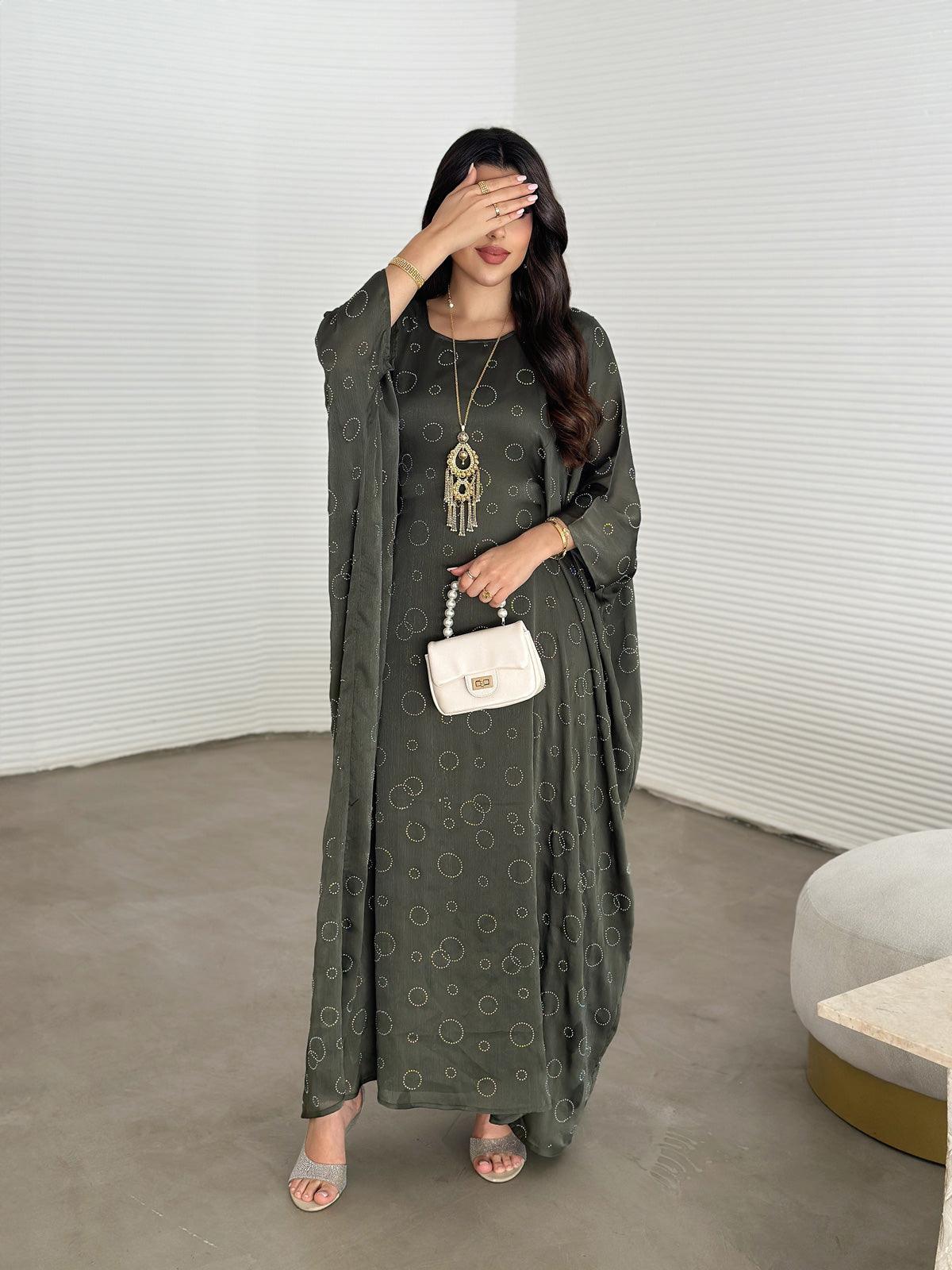 Layla Dark Green Kaftan Abaya