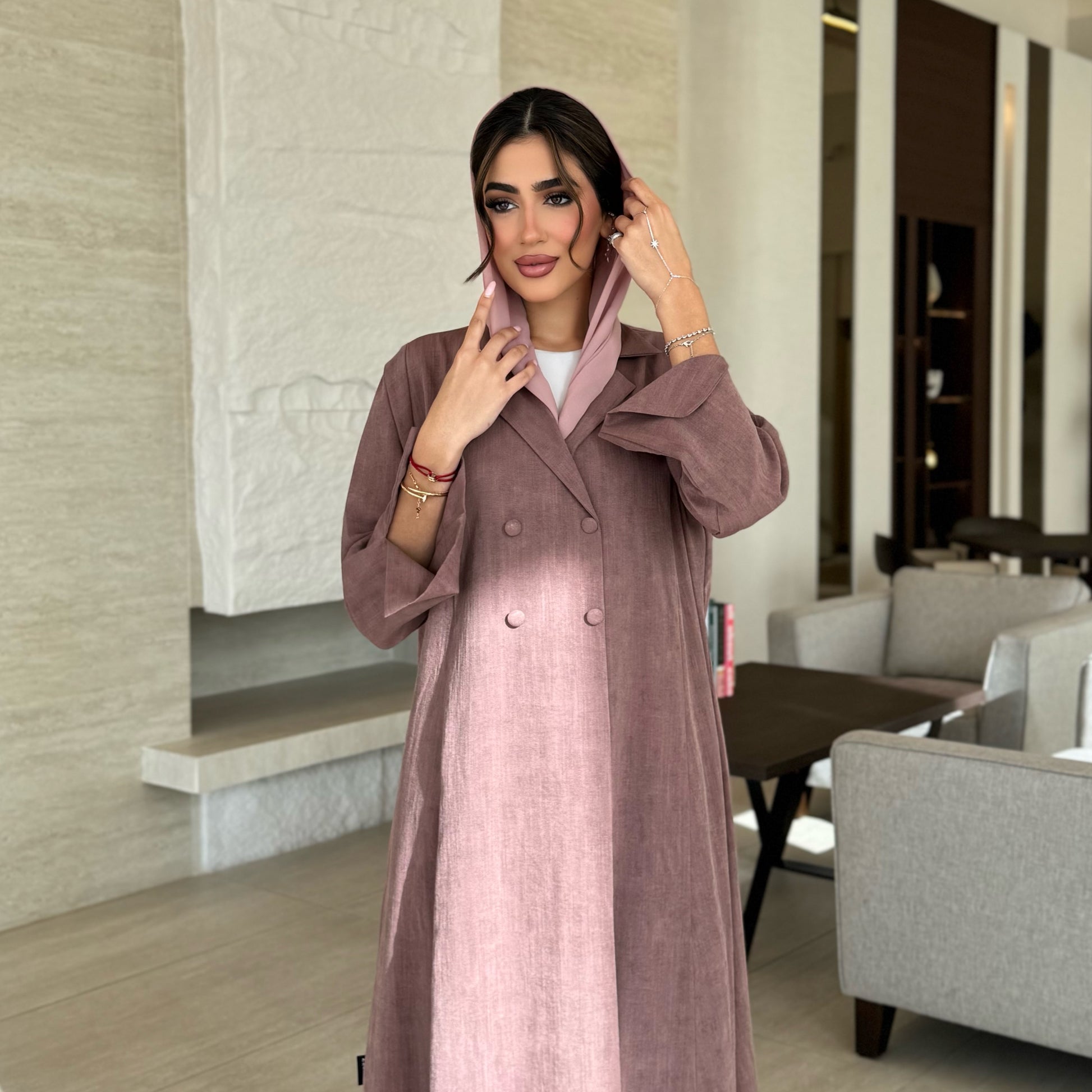 Nawal Dark Pink Abaya