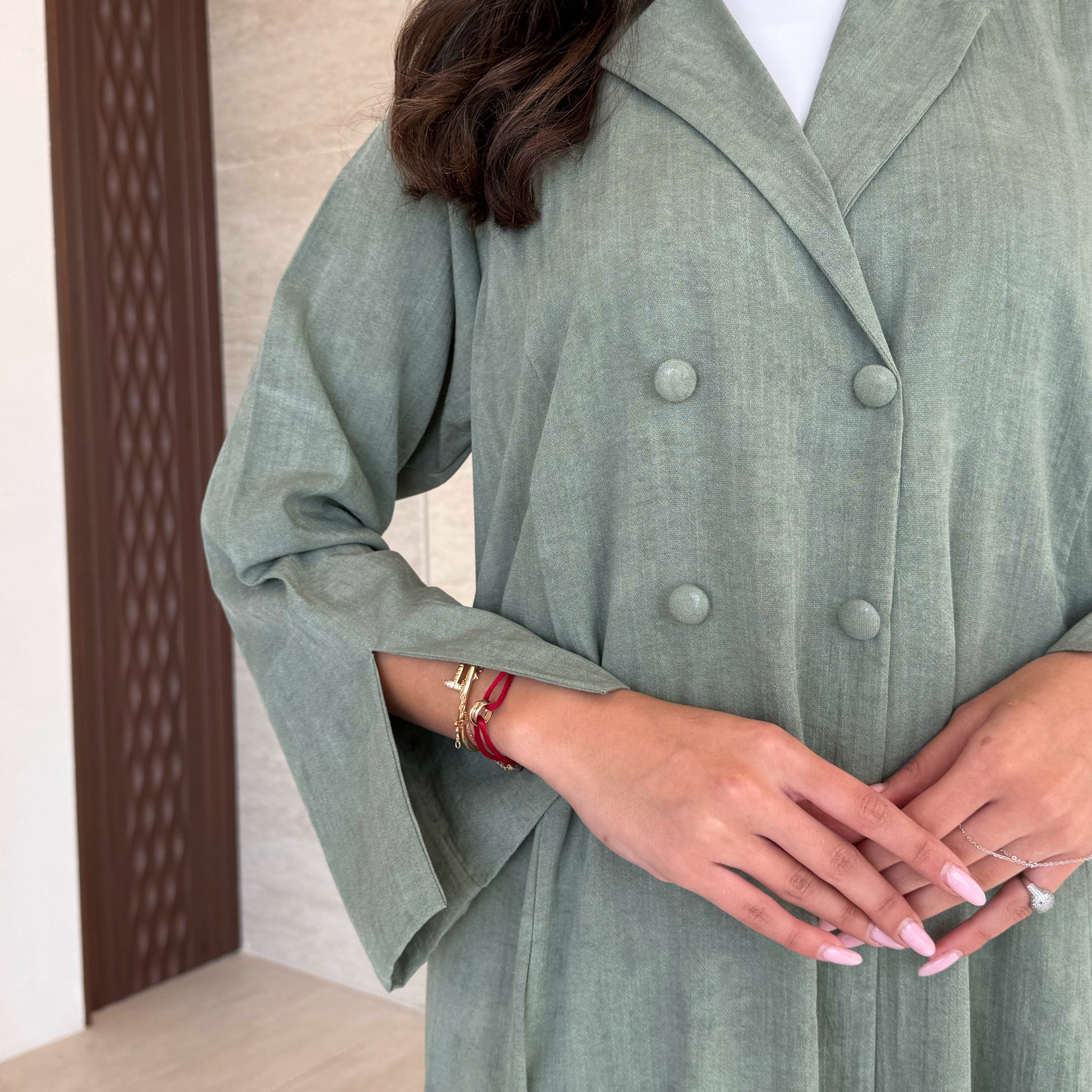 Nawal Light Green Abaya