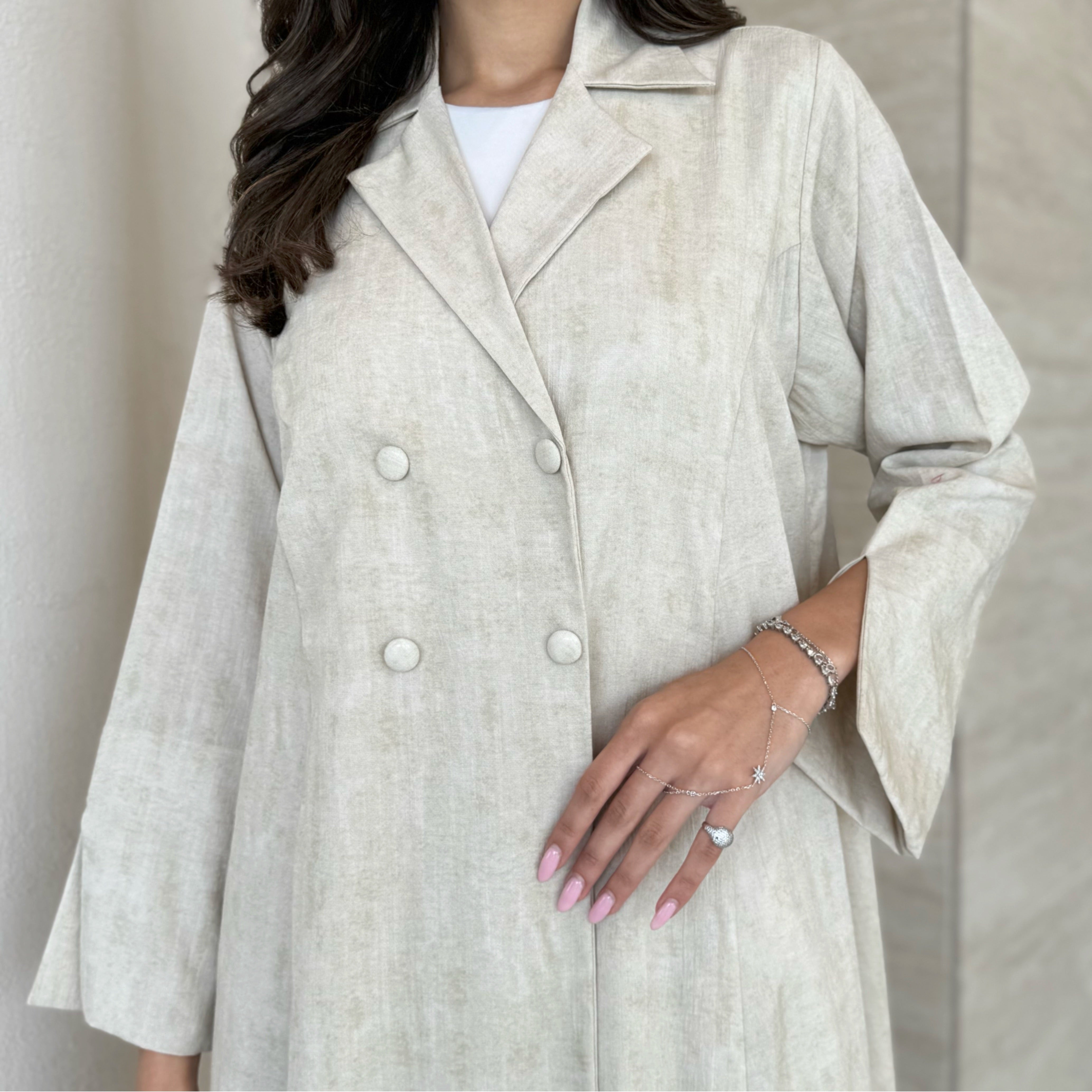 Nawal Off White Abaya