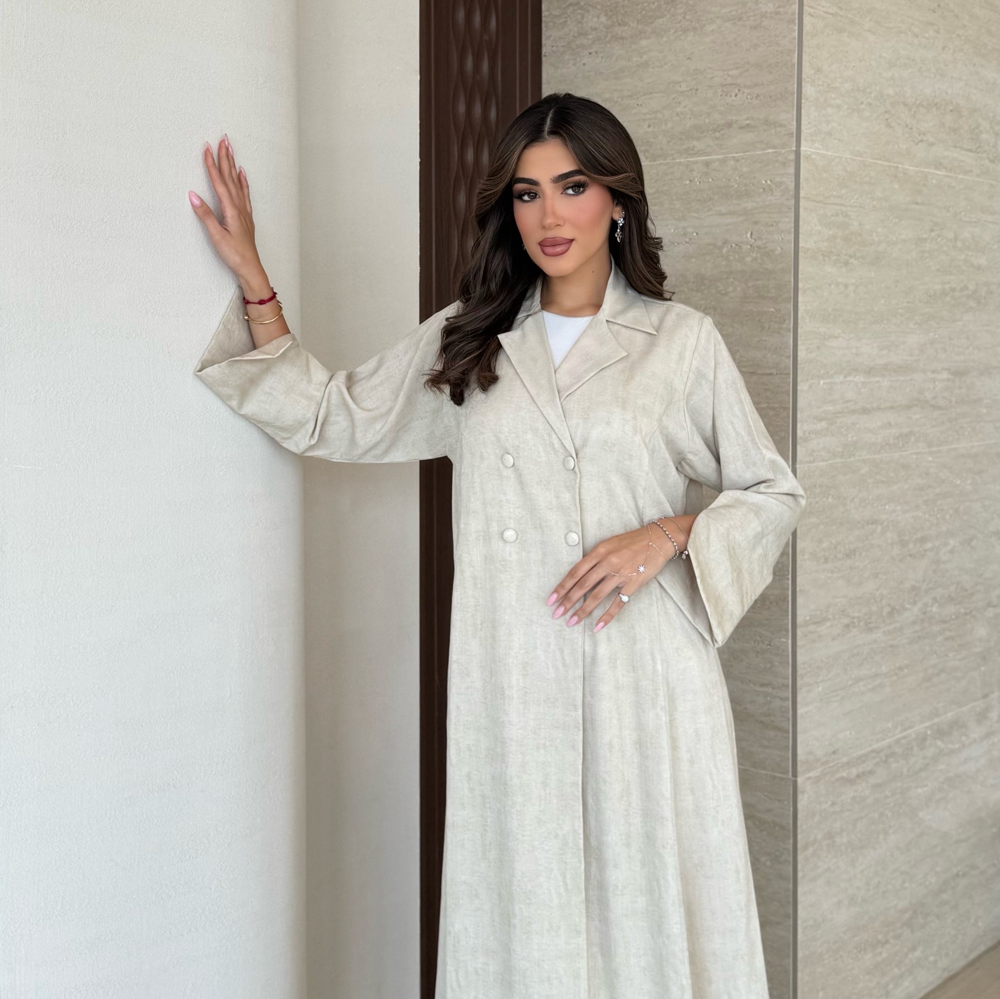 Nawal Off White Abaya