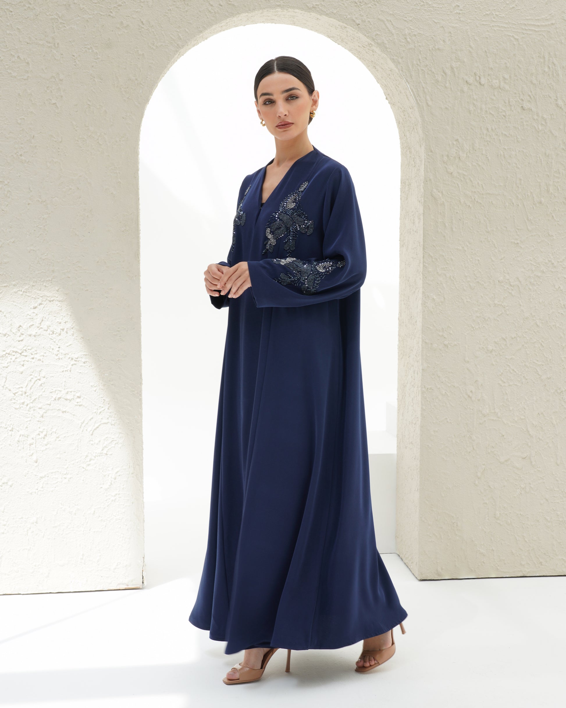 Alaya Navy Blue Abaya - Japanese with handwork