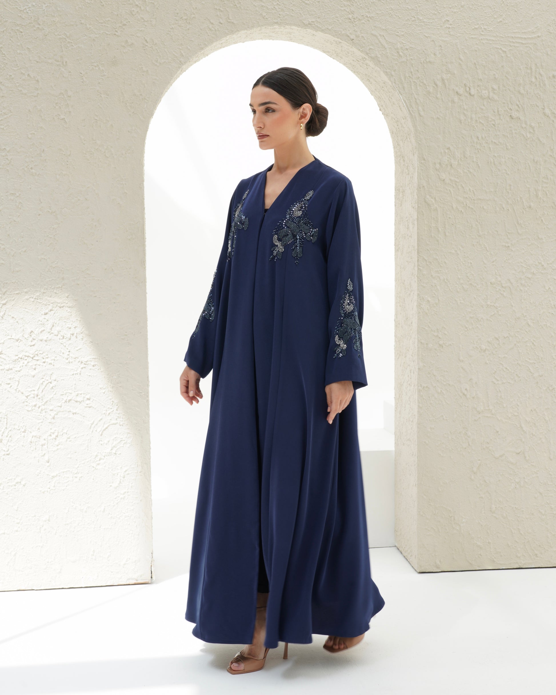 Alaya Navy Blue Abaya - Japanese with handwork
