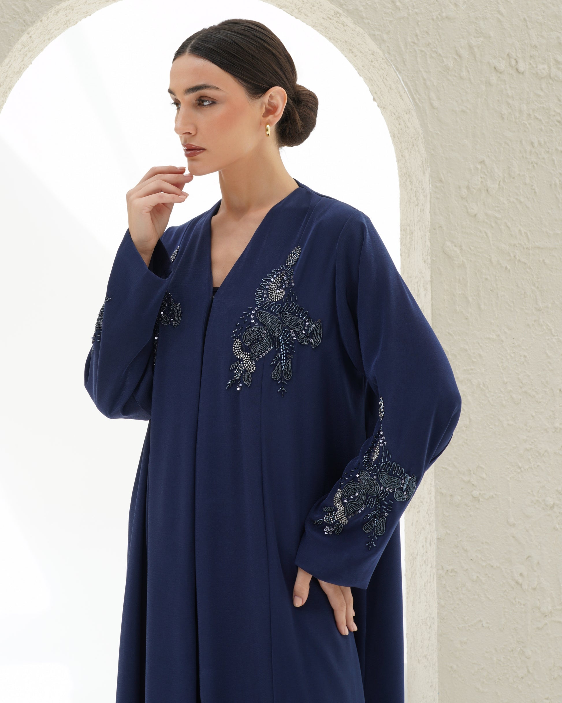 Alaya Navy Blue Abaya - Japanese with handwork