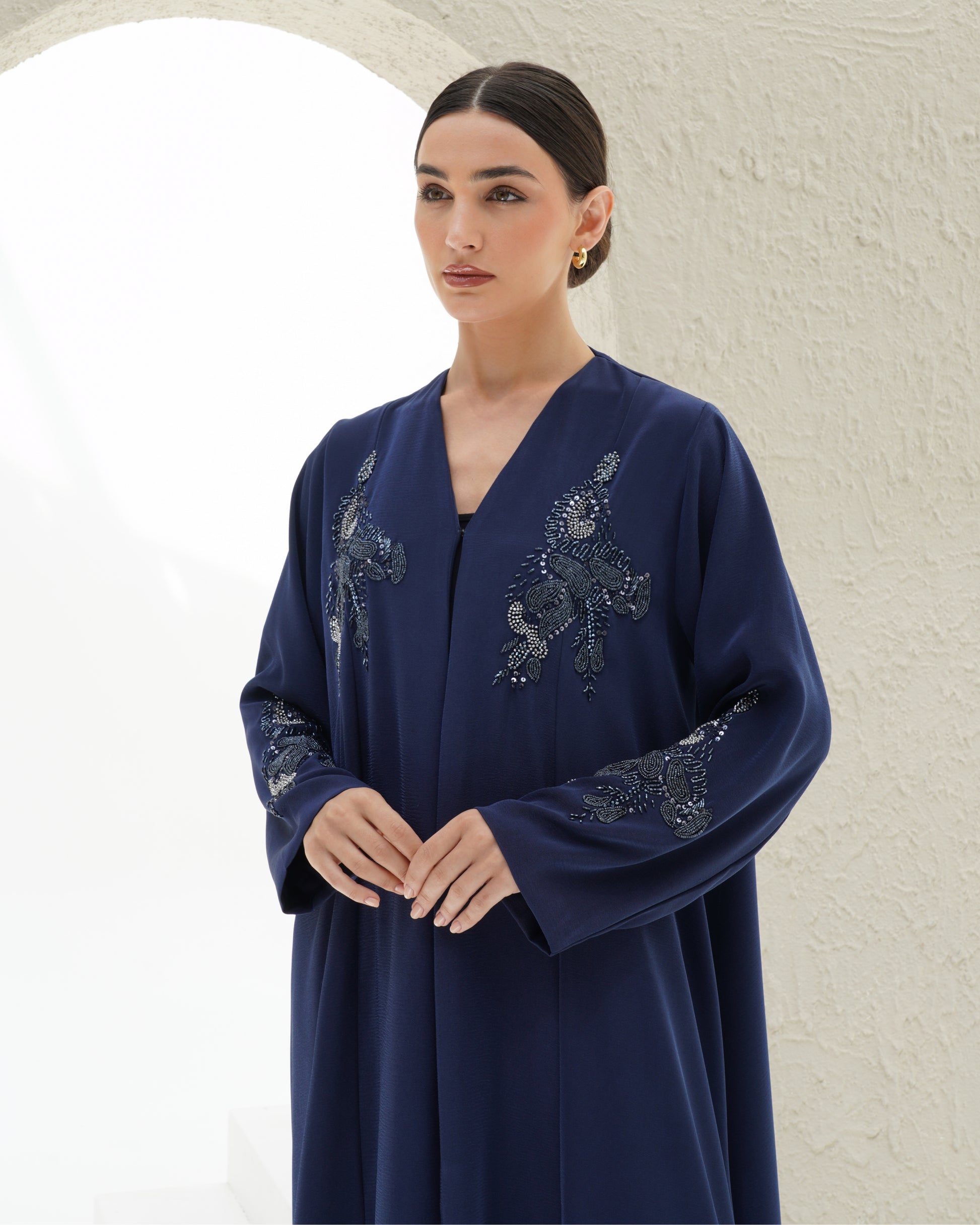 Alaya Navy Blue Abaya - Japanese with handwork