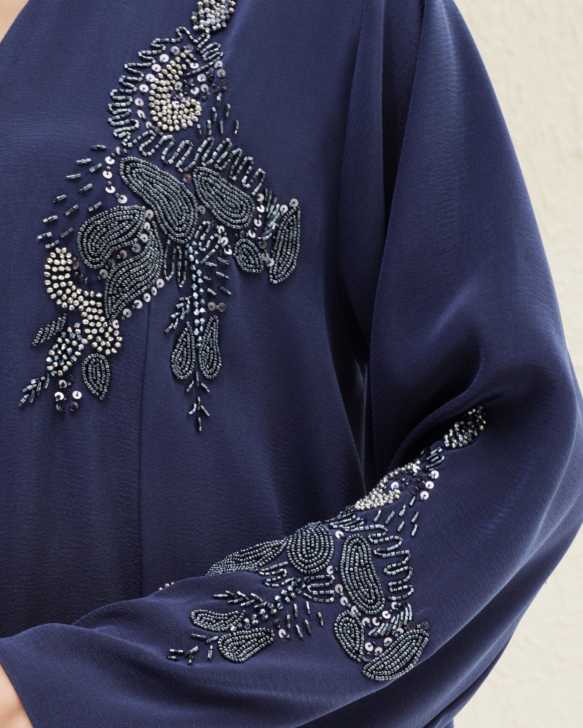 Alaya Navy Blue Abaya - Japanese with handwork
