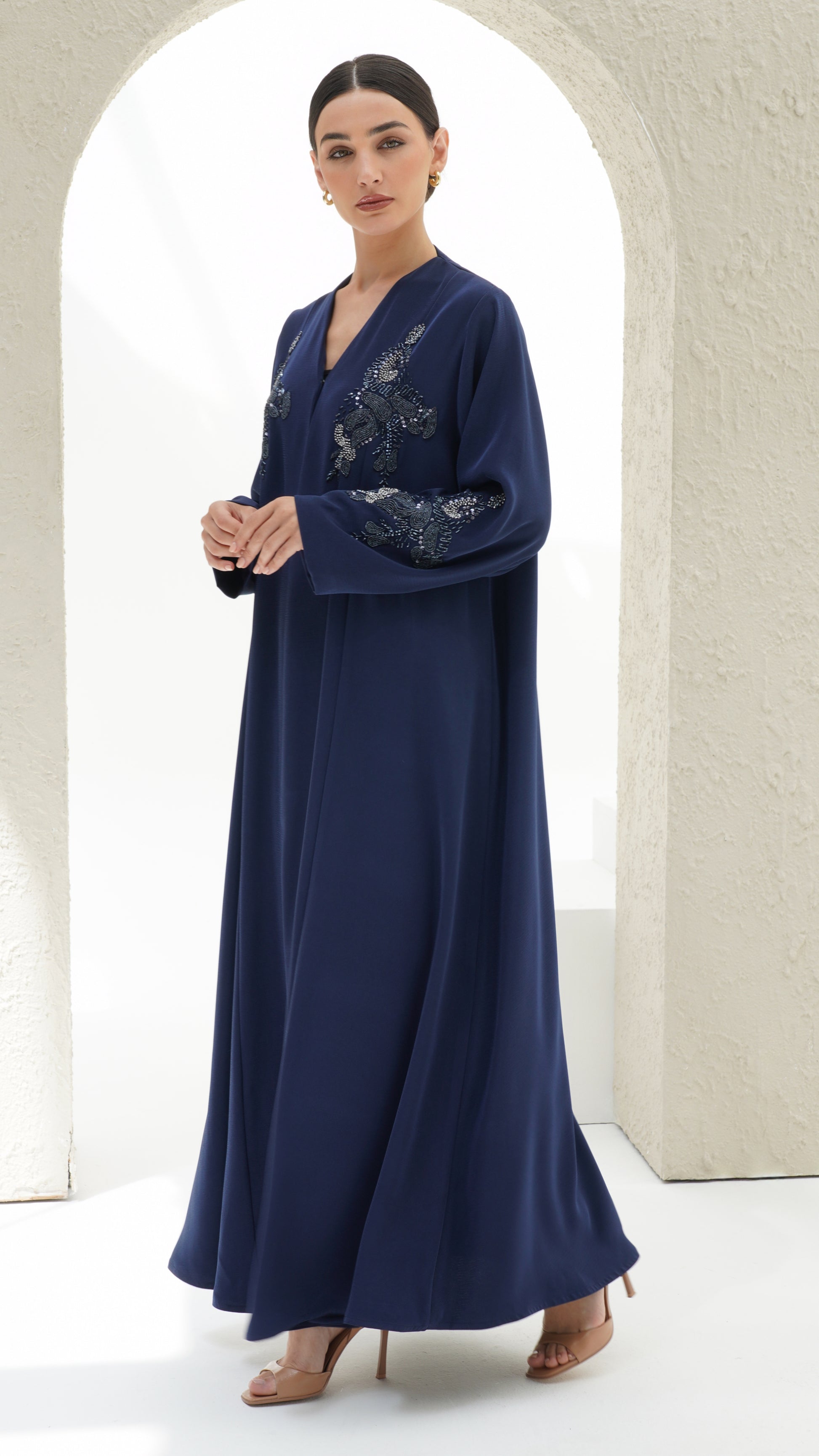 Alaya Navy Blue Abaya - Japanese with handwork