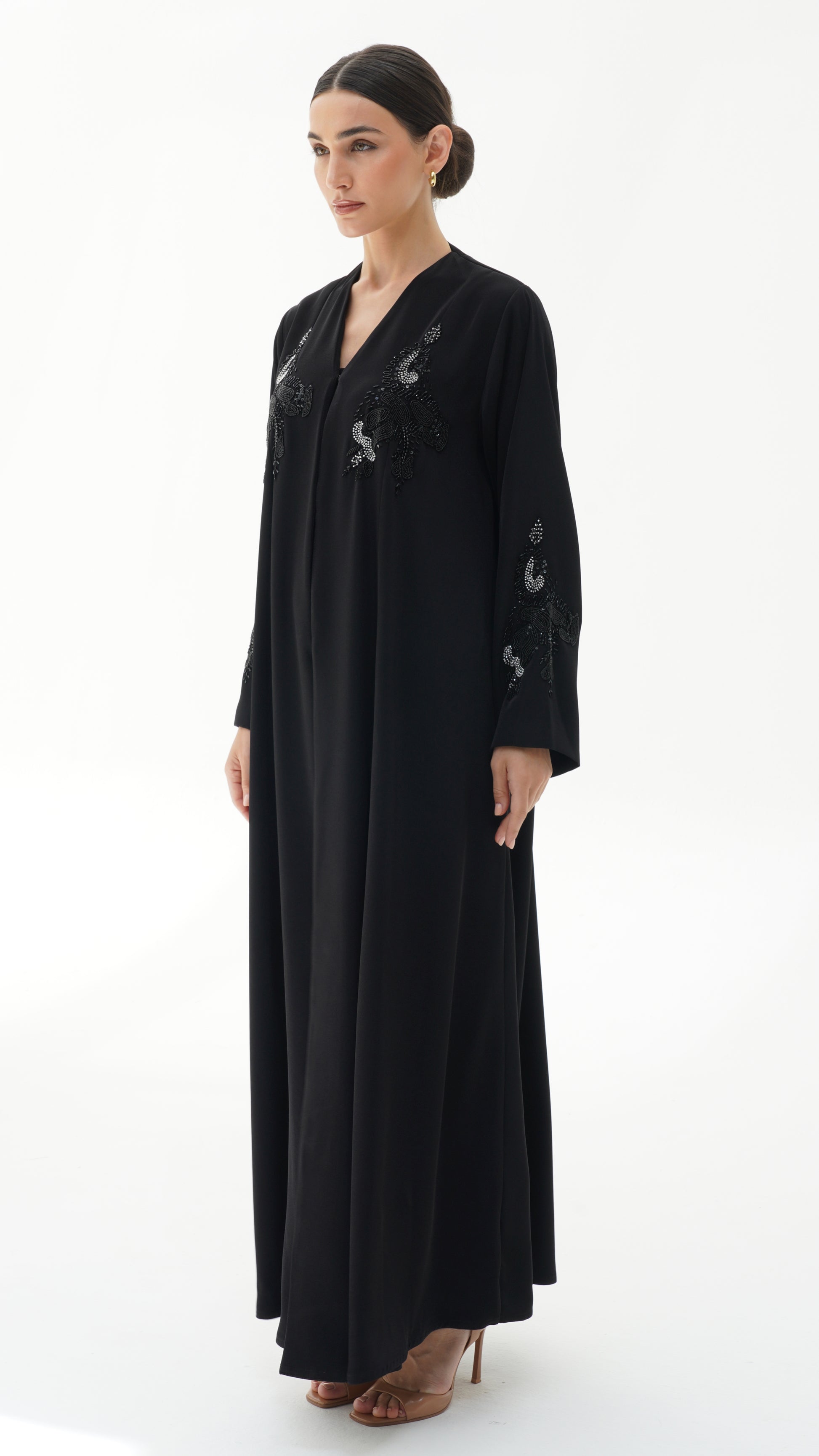 Alaya Japanese Black Abaya - Handwork
