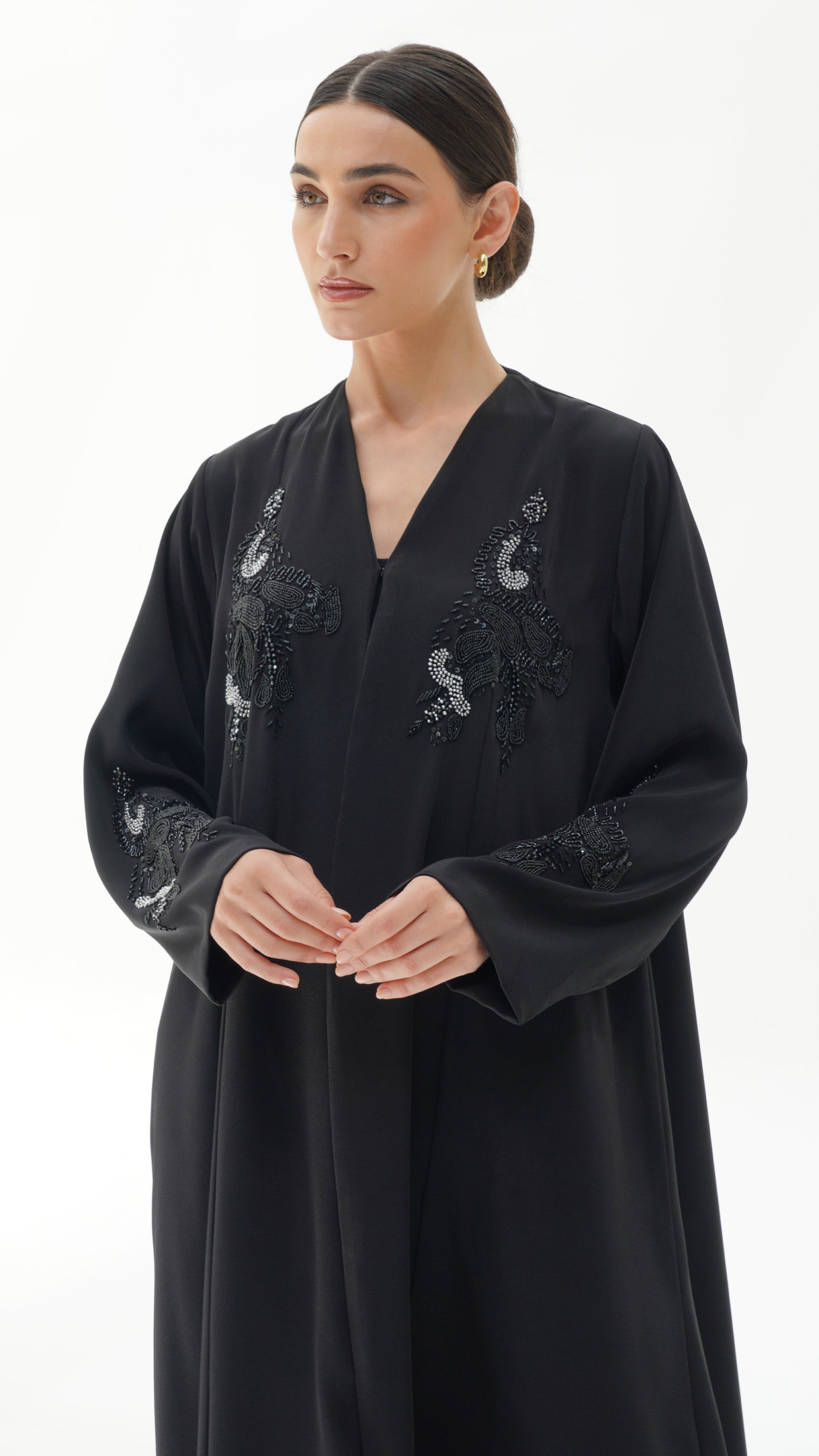 Alaya Japanese Black Abaya - Handwork