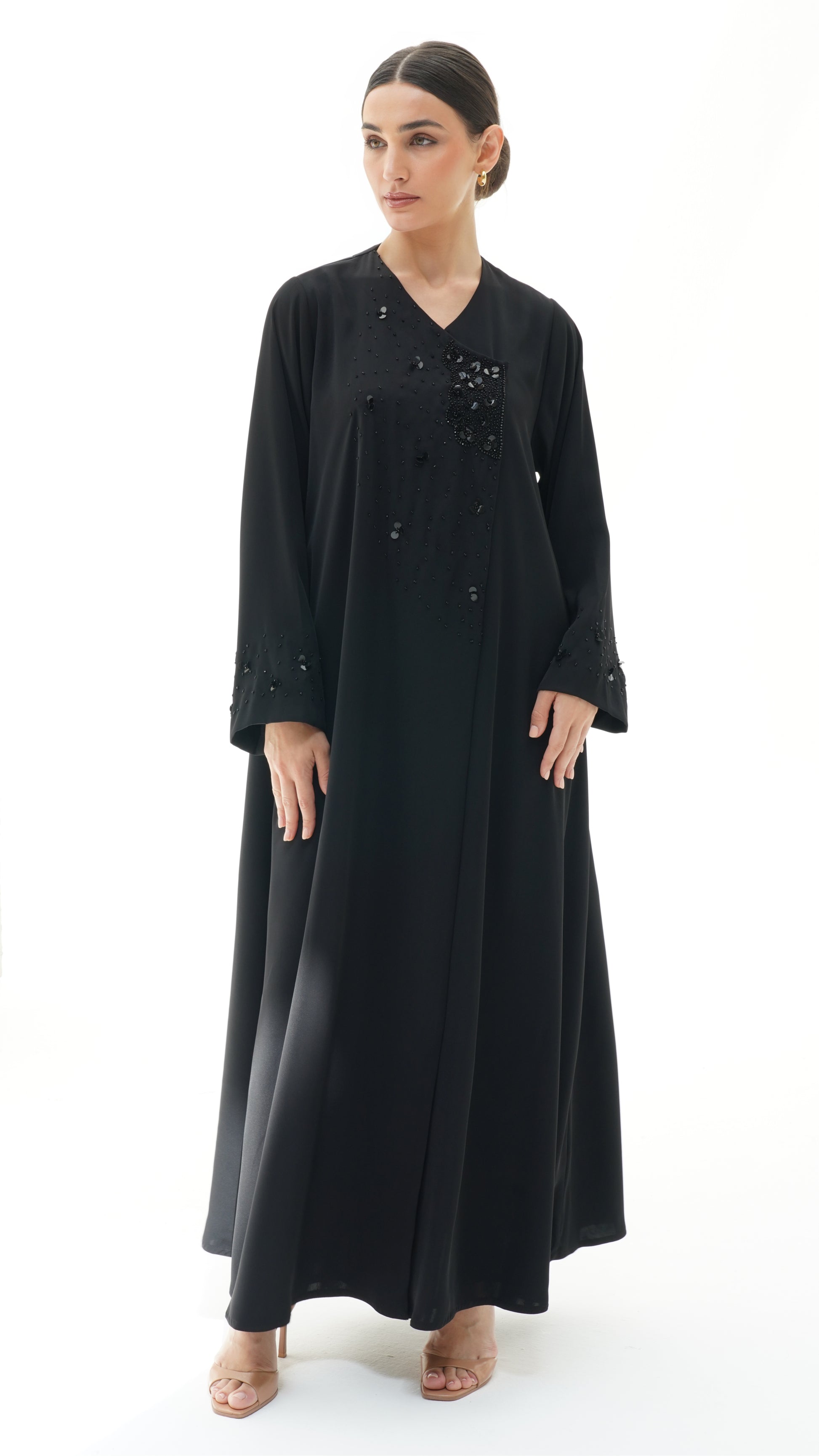 Layali Black Abaya With Handwork