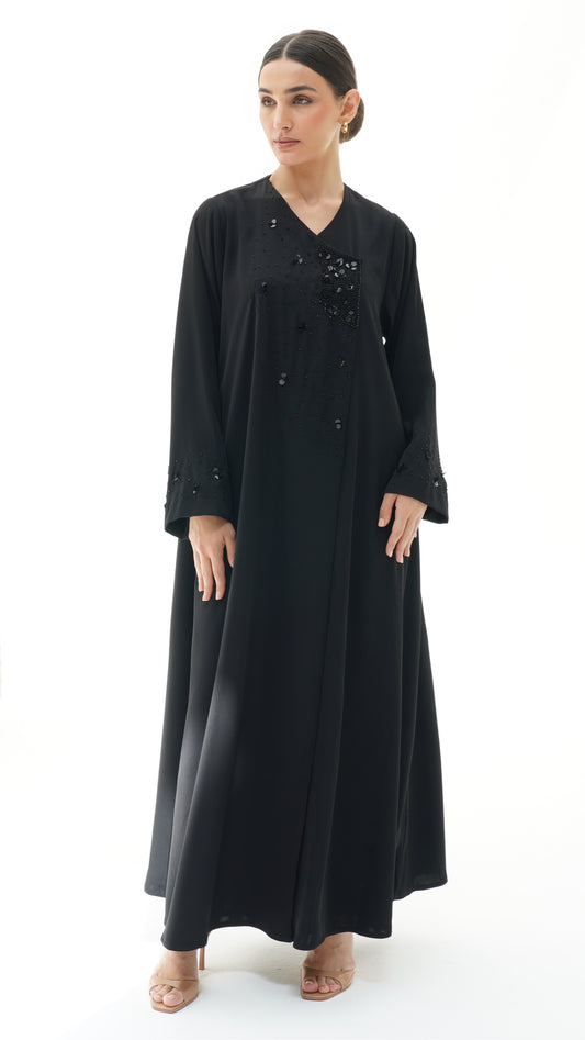 Layali Black Abaya With Handwork