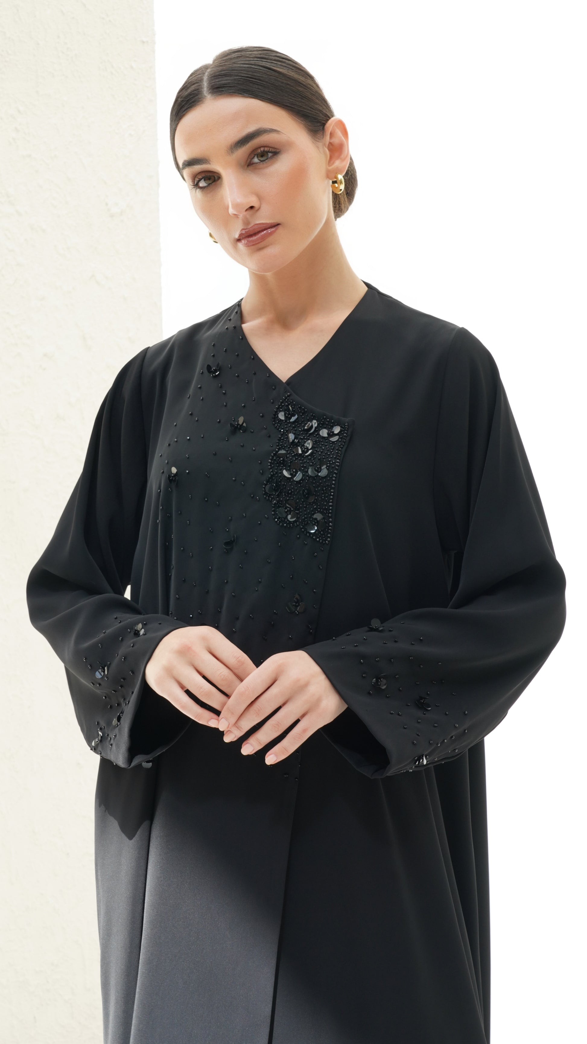 Layali Black Abaya With Handwork