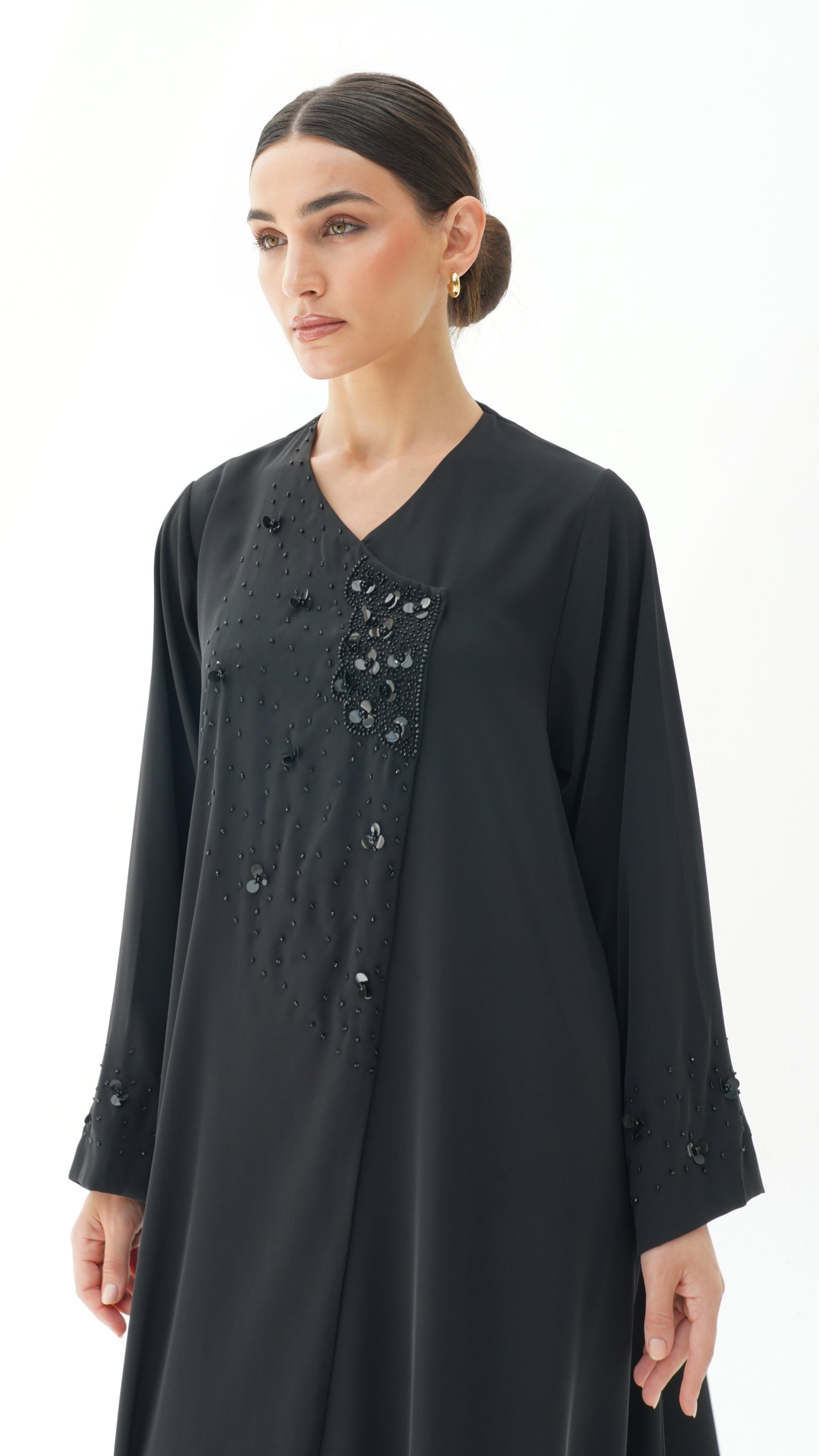 Layali Black Abaya With Handwork