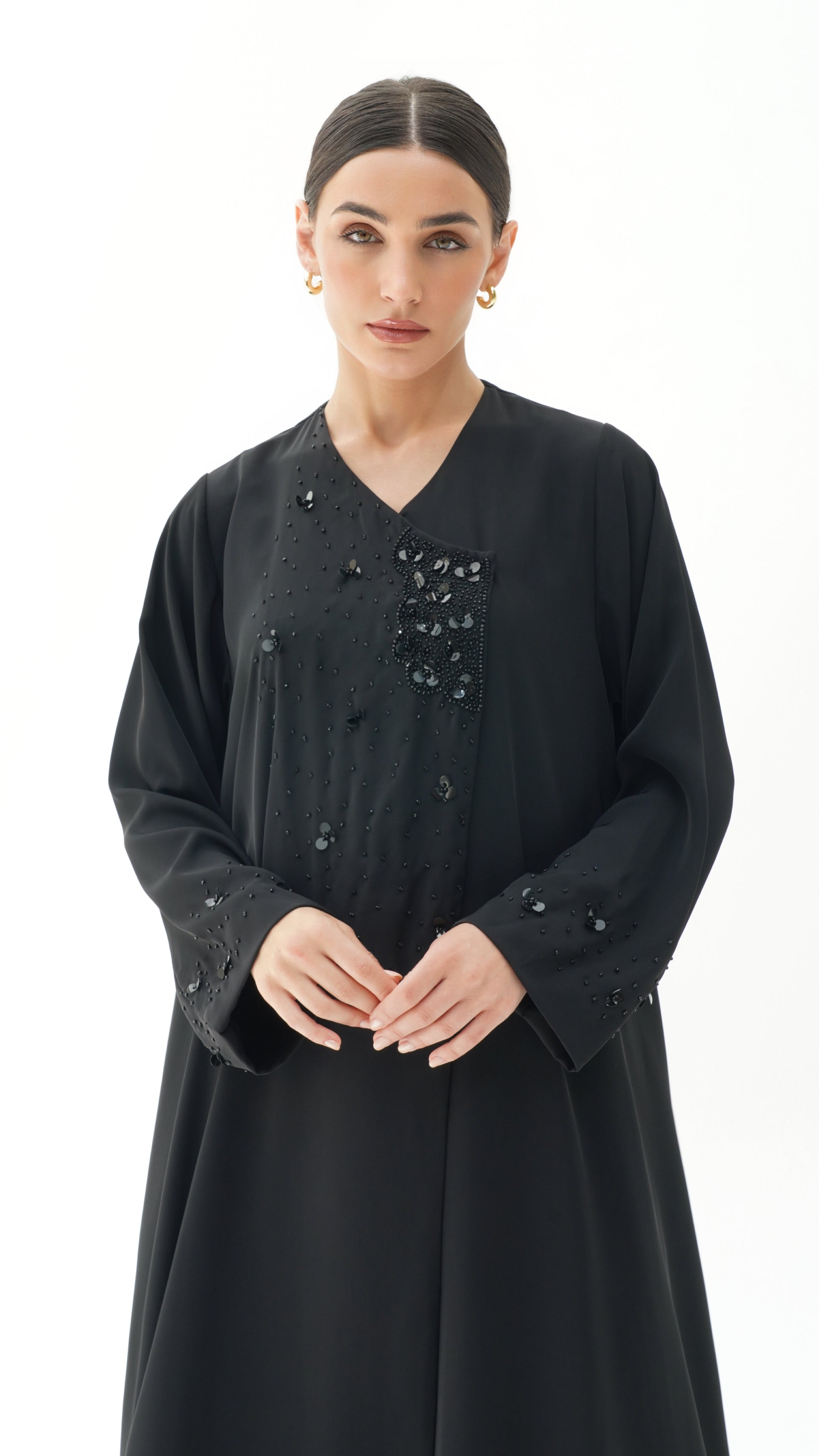 Layali Black Abaya With Handwork