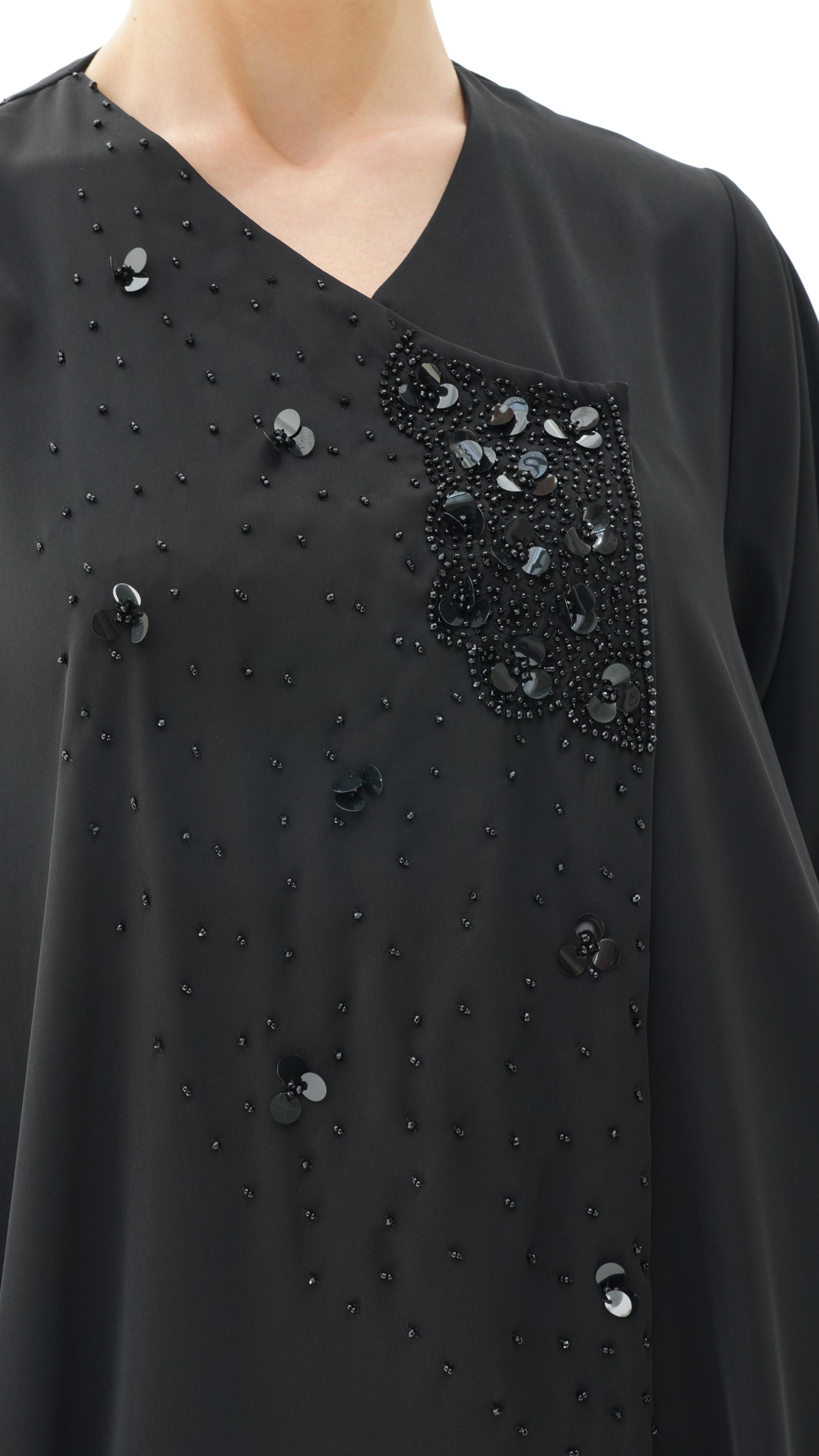 Layali Black Abaya With Handwork