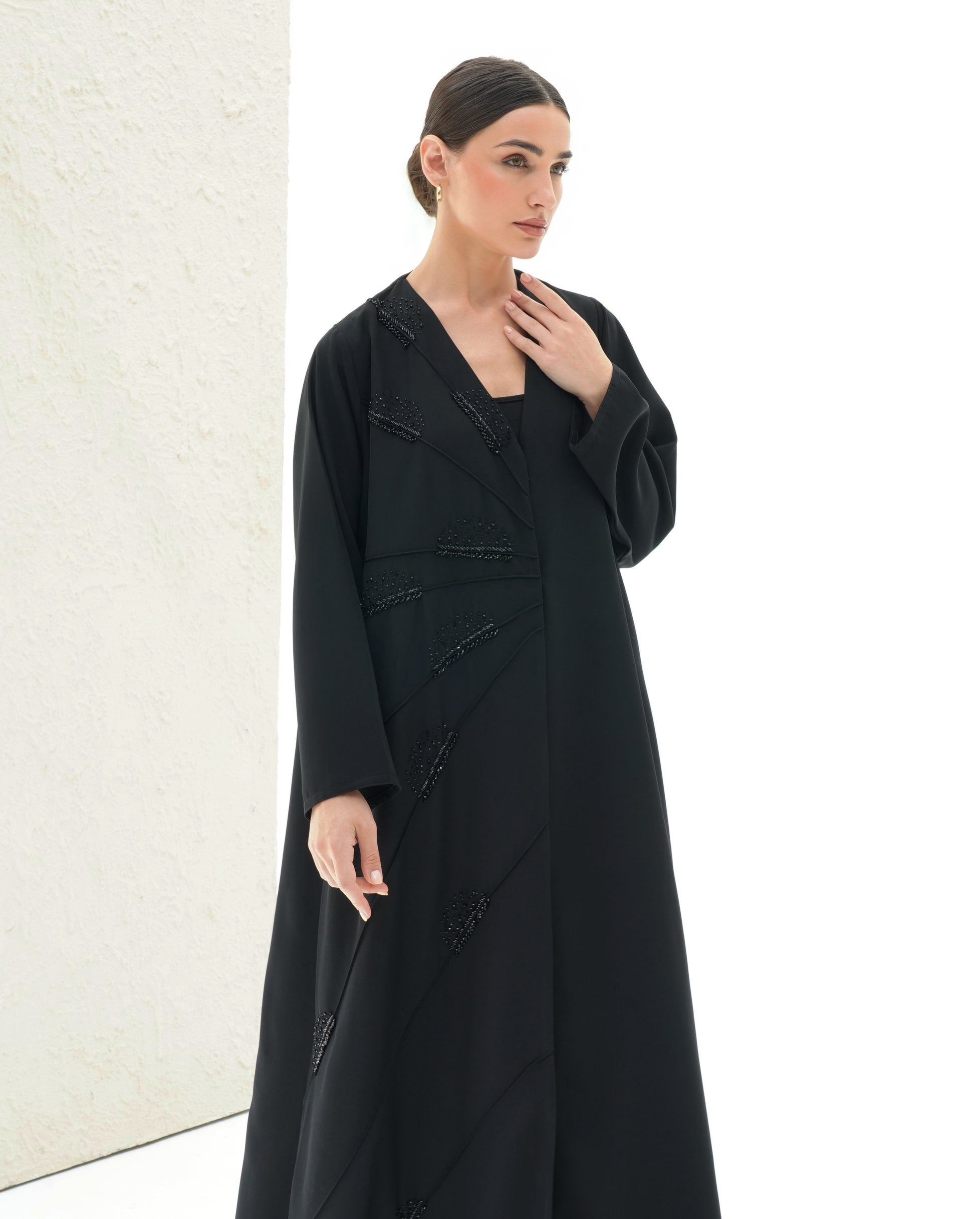 Belle Ombre Black Abaya Design Handwork