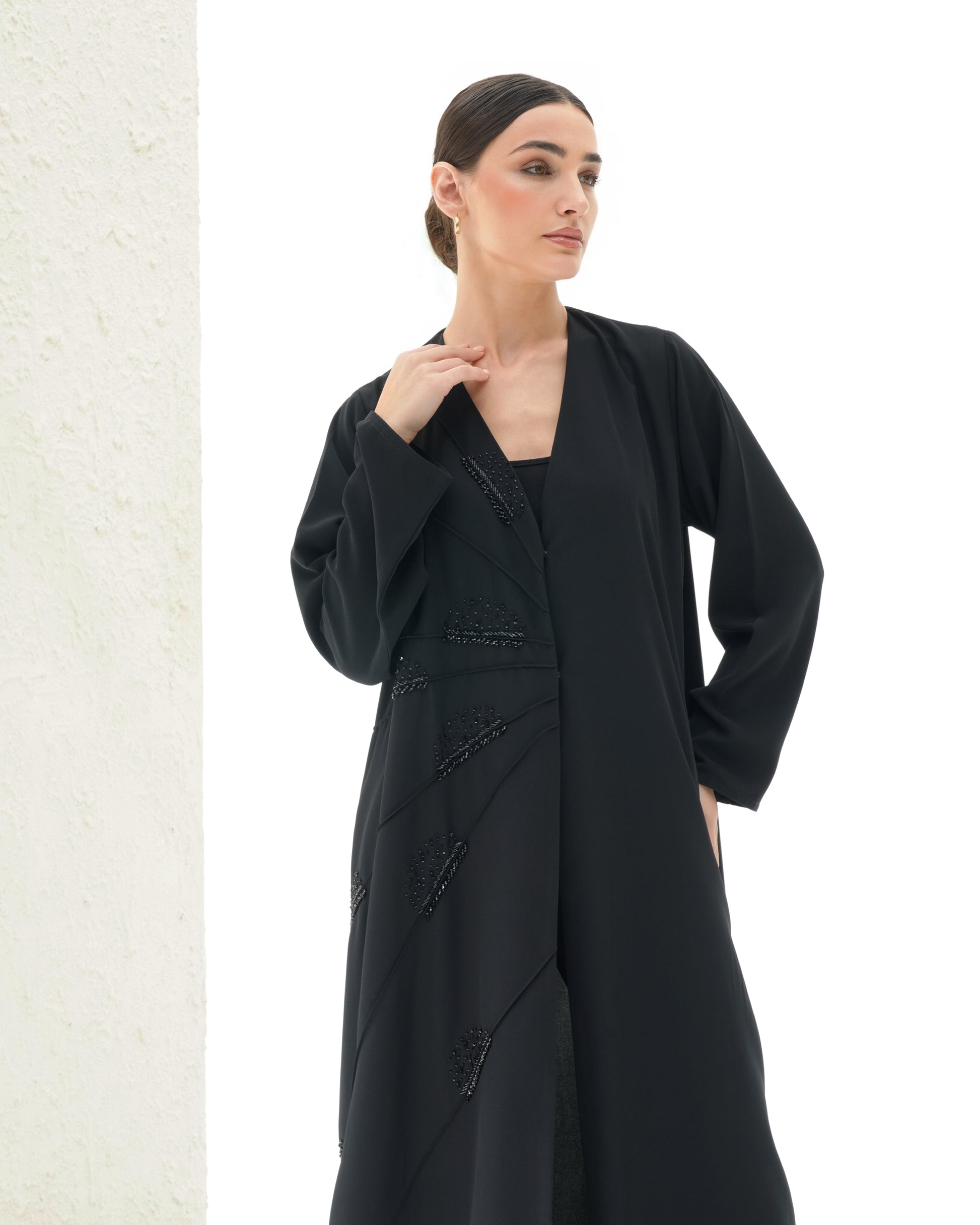 Belle Ombre Black Abaya Design Handwork