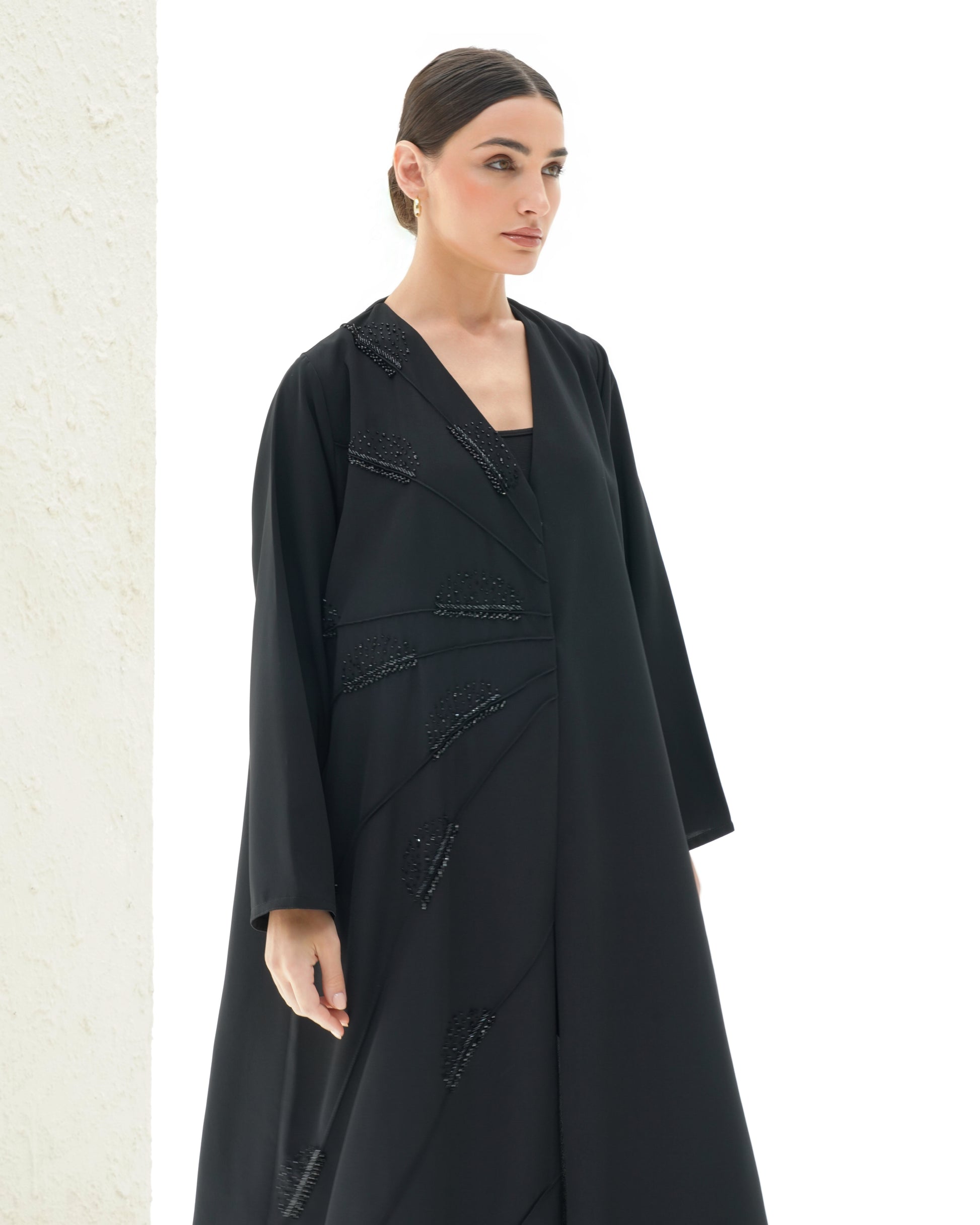 Belle Ombre Black Abaya Design Handwork