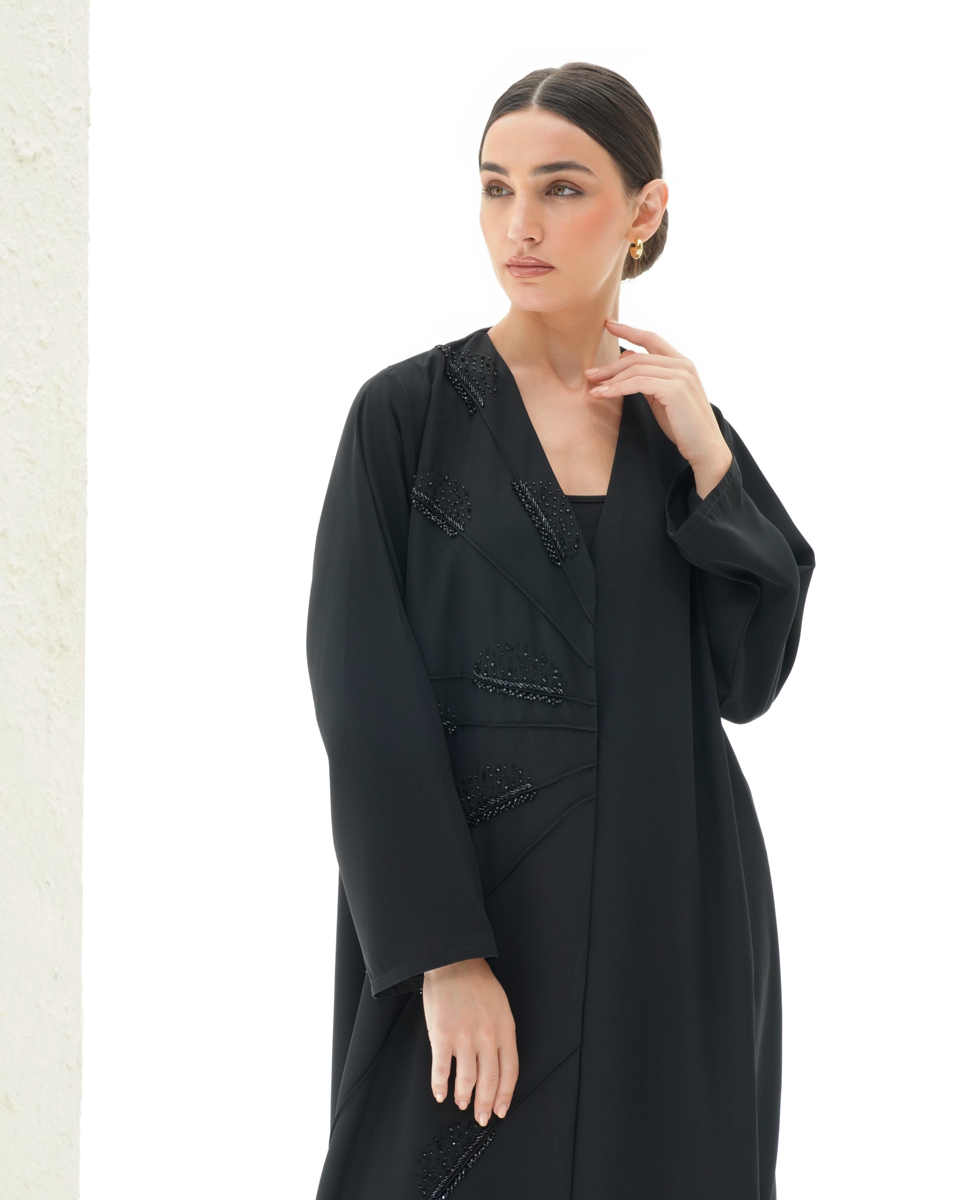 Belle Ombre Black Abaya Design Handwork