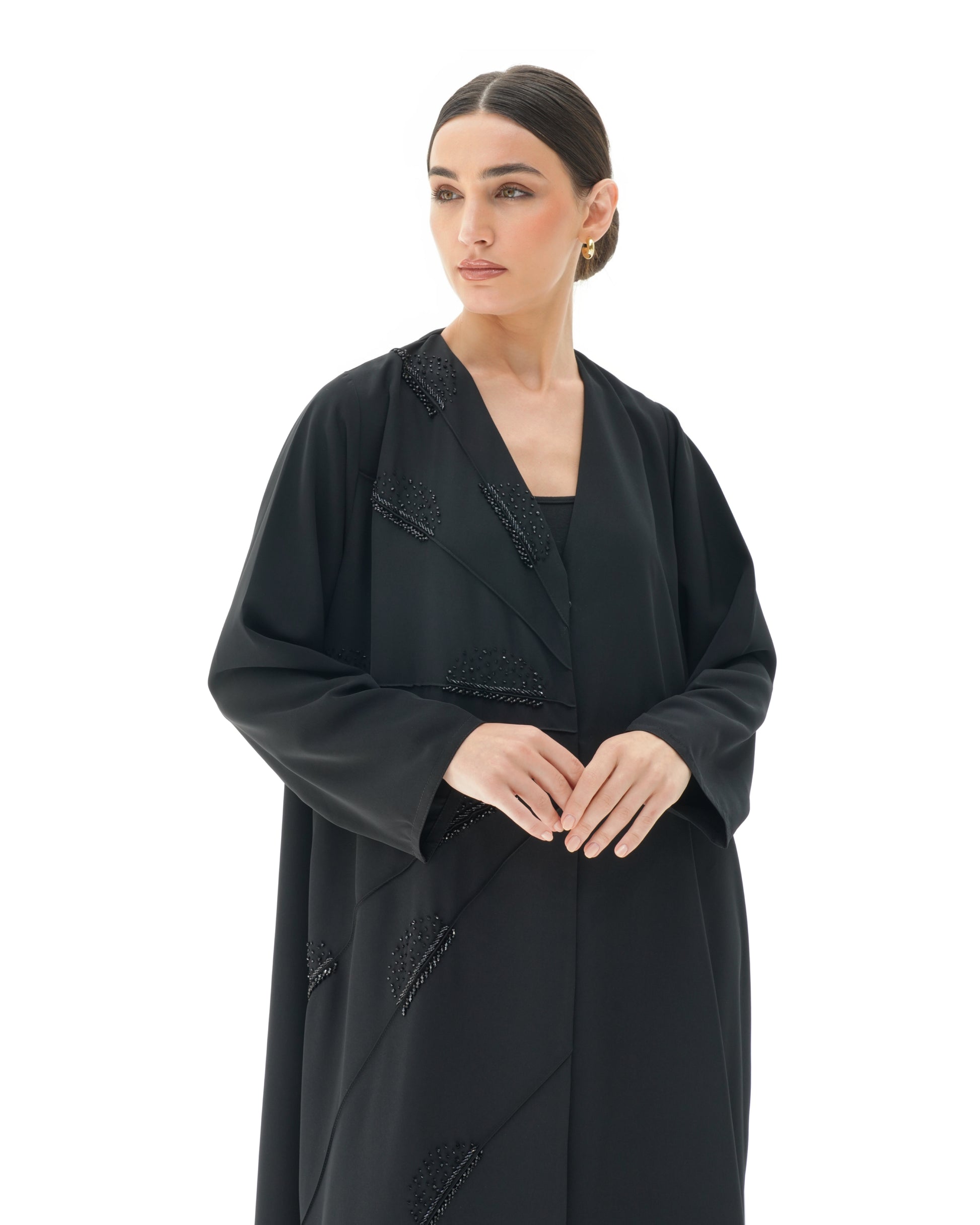 Belle Ombre Black Abaya Design Handwork