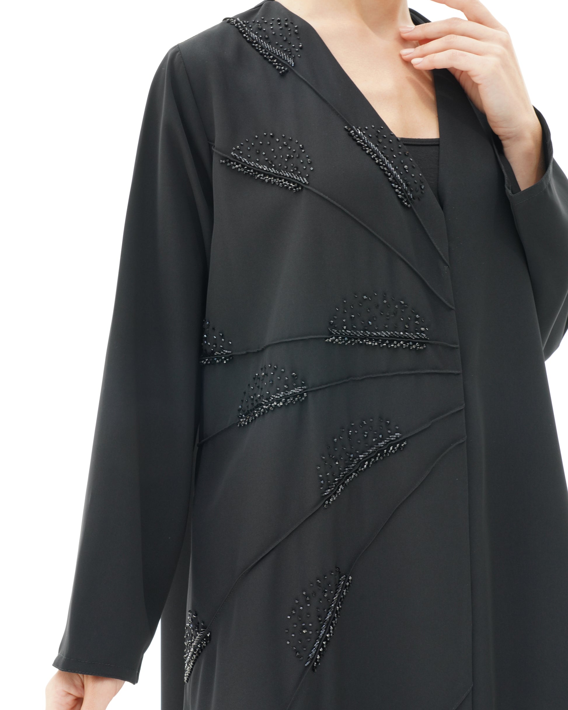Belle Ombre Black Abaya Design Handwork
