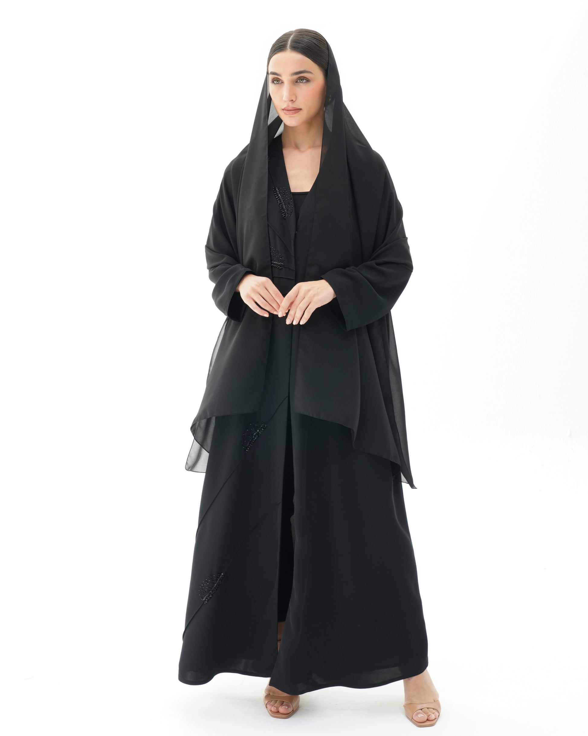 Belle Ombre Black Abaya Design Handwork