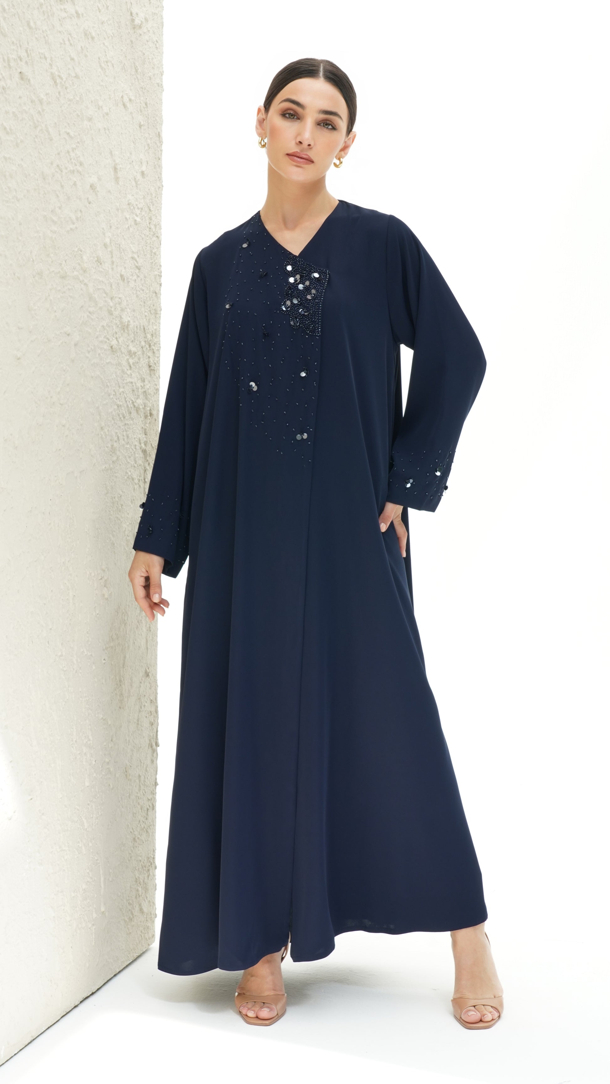 Layali Navy Blue Abaya Japanese Handwork