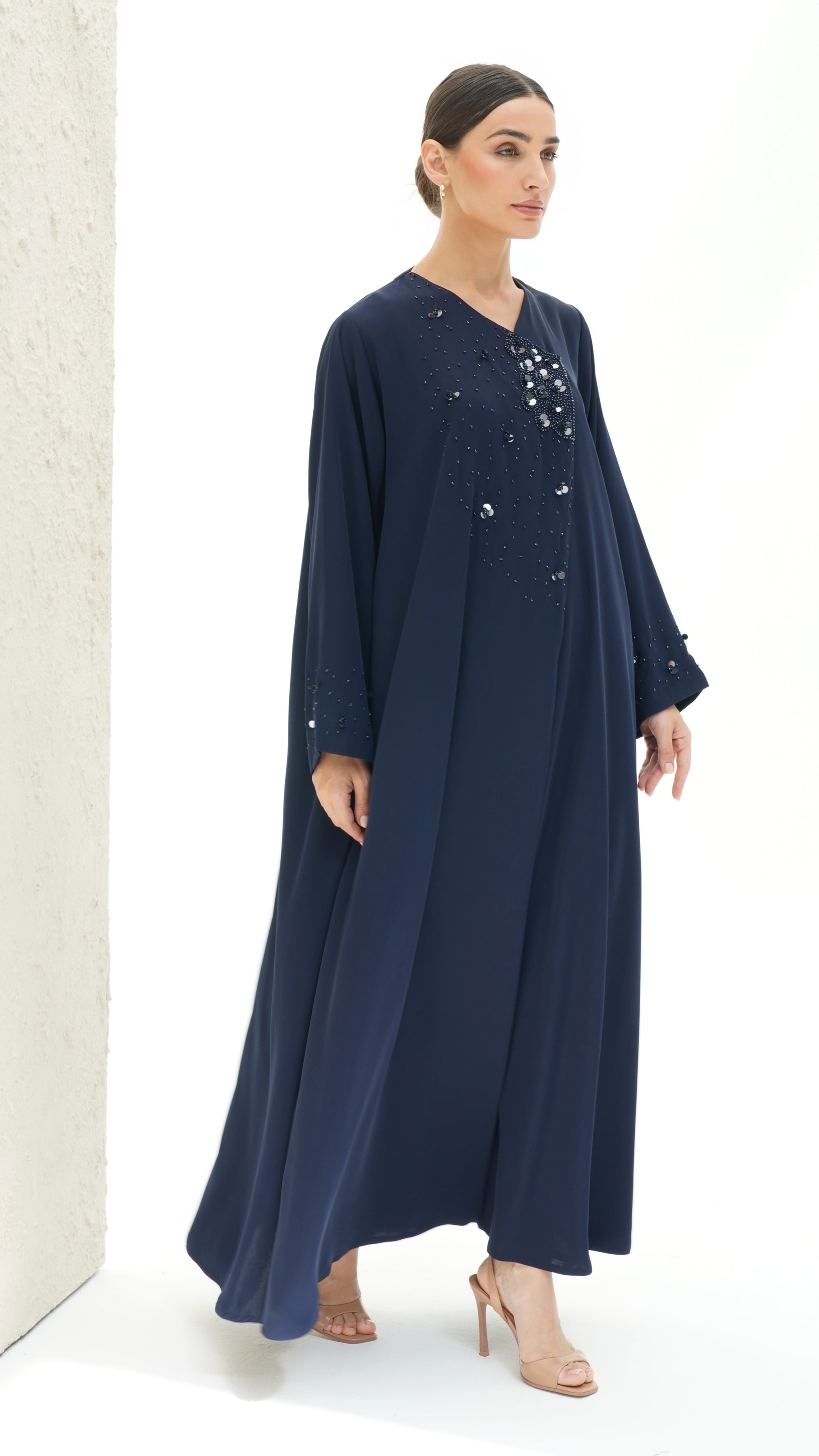 Layali Navy Blue Abaya Japanese Handwork