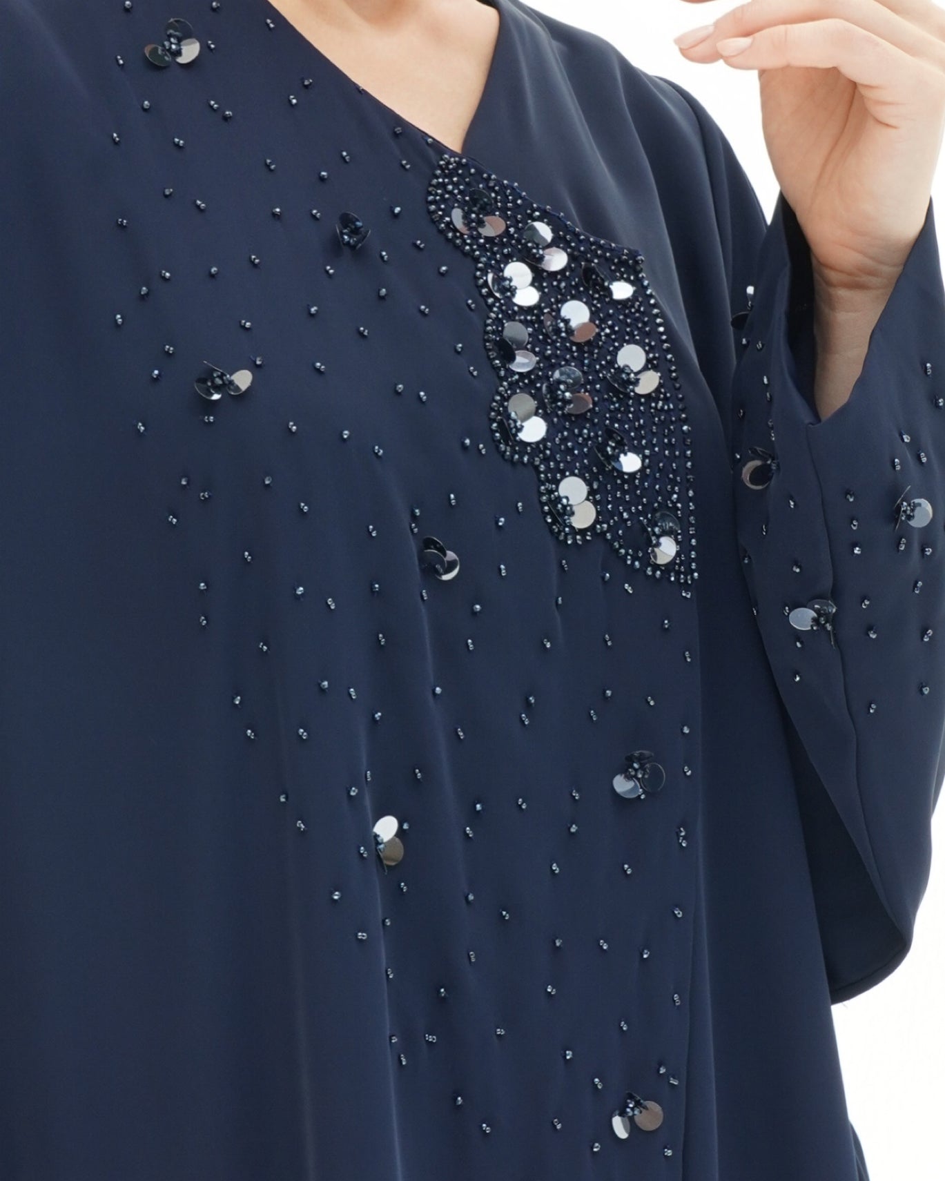 Layali Navy Blue Abaya Japanese Handwork