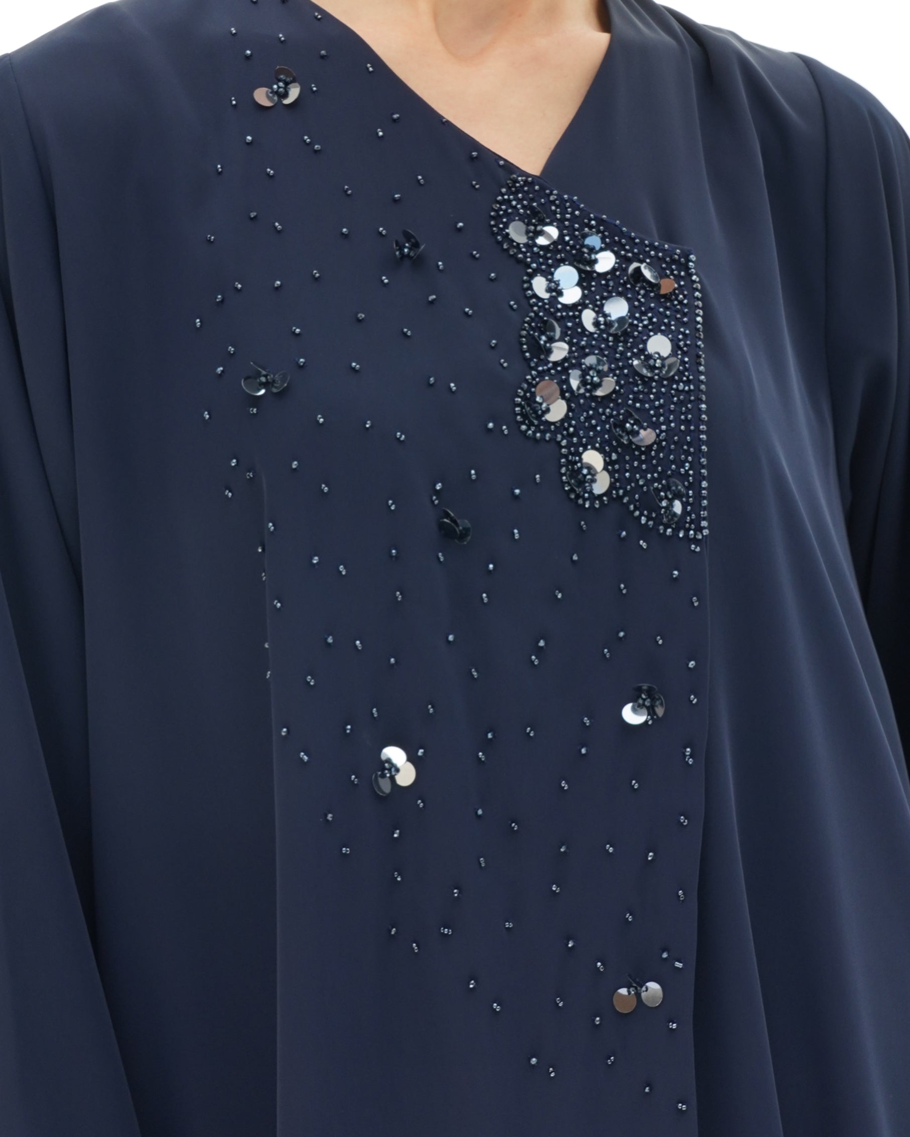 Layali Navy Blue Abaya Japanese Handwork