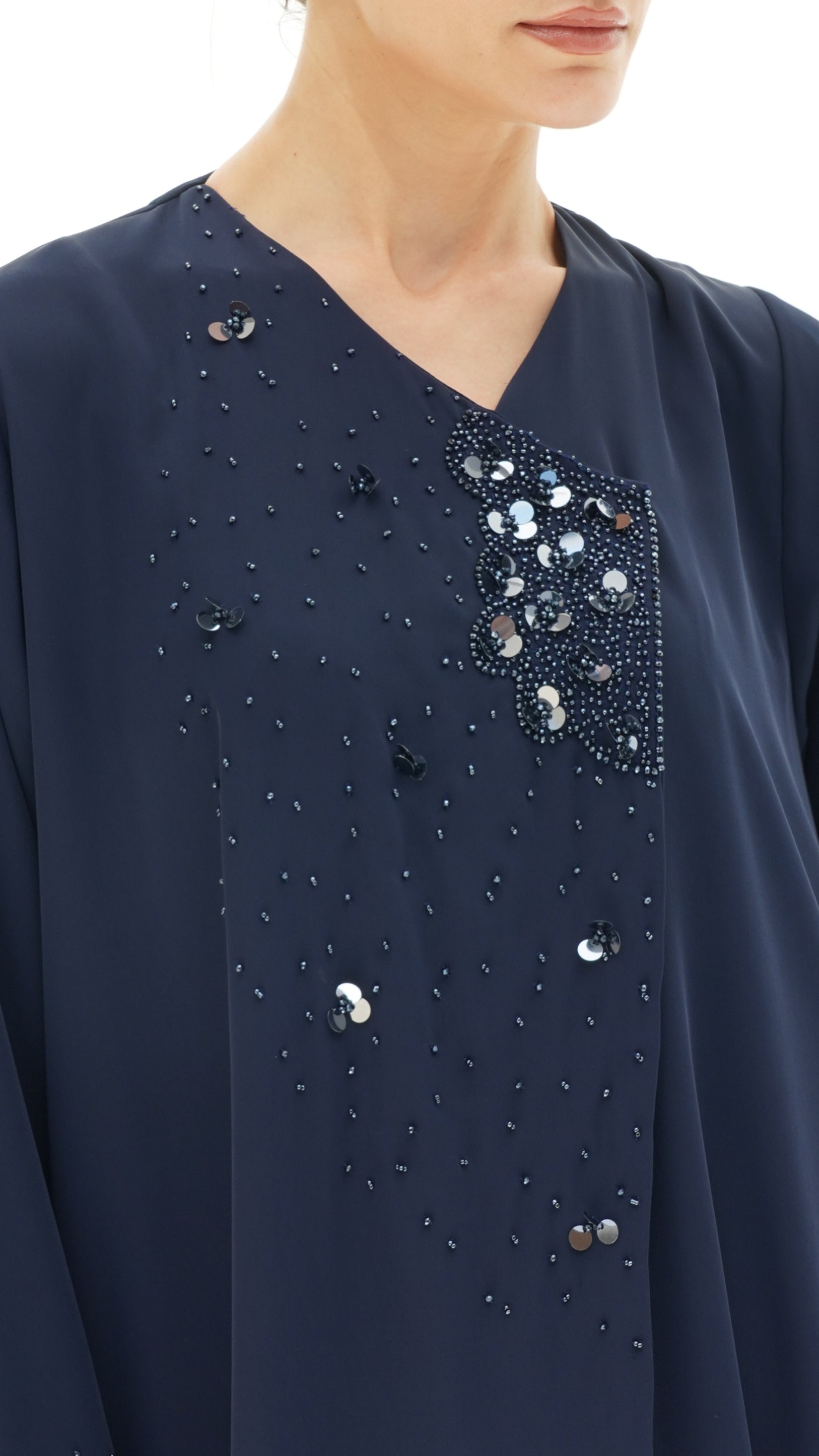 Layali Navy Blue Abaya Japanese Handwork