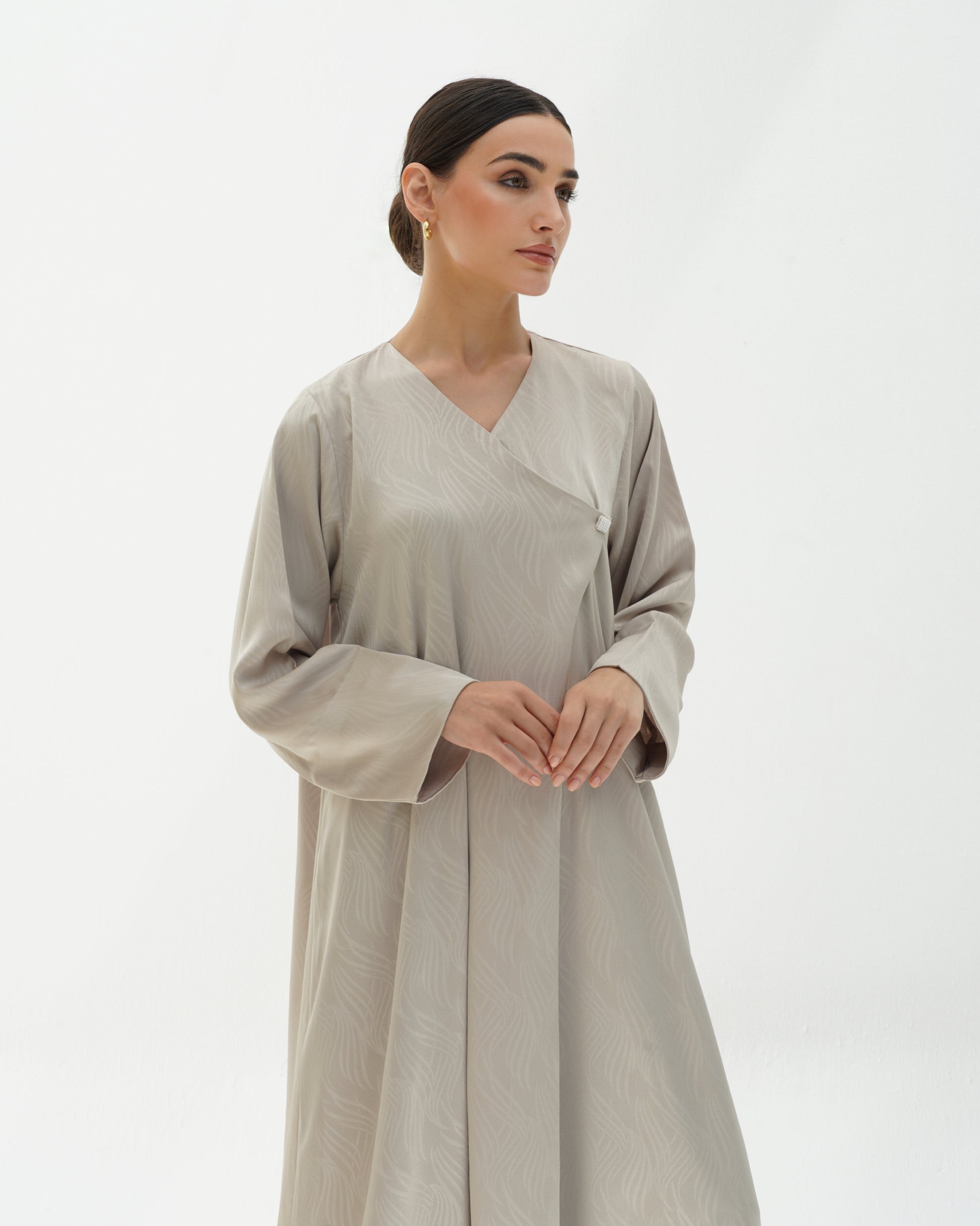 Allure Japanese jacquard Beige Abaya