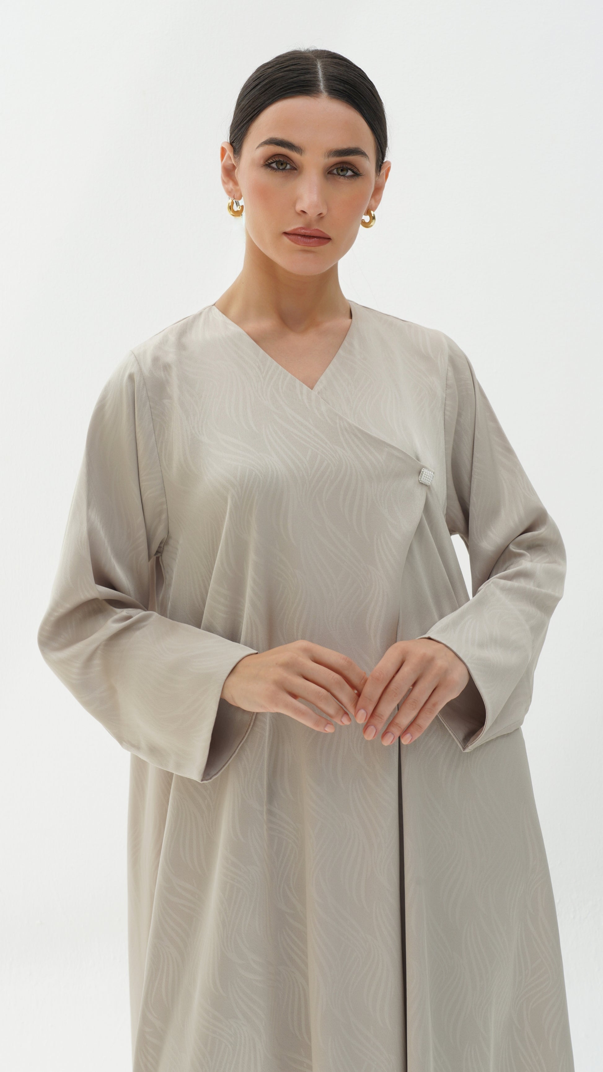 Allure Japanese jacquard Beige Abaya
