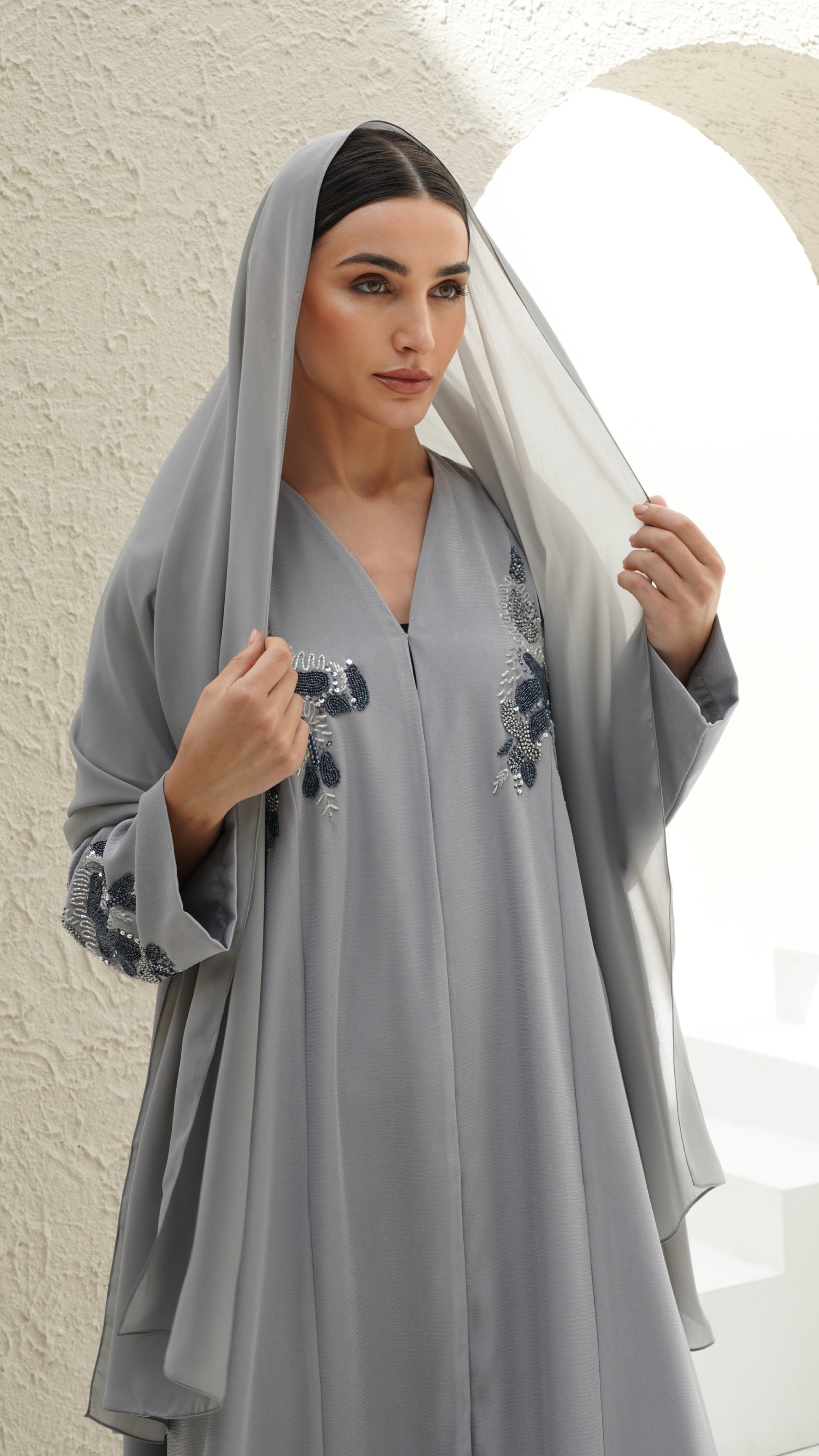 Alaya Japanese Grey Abaya
