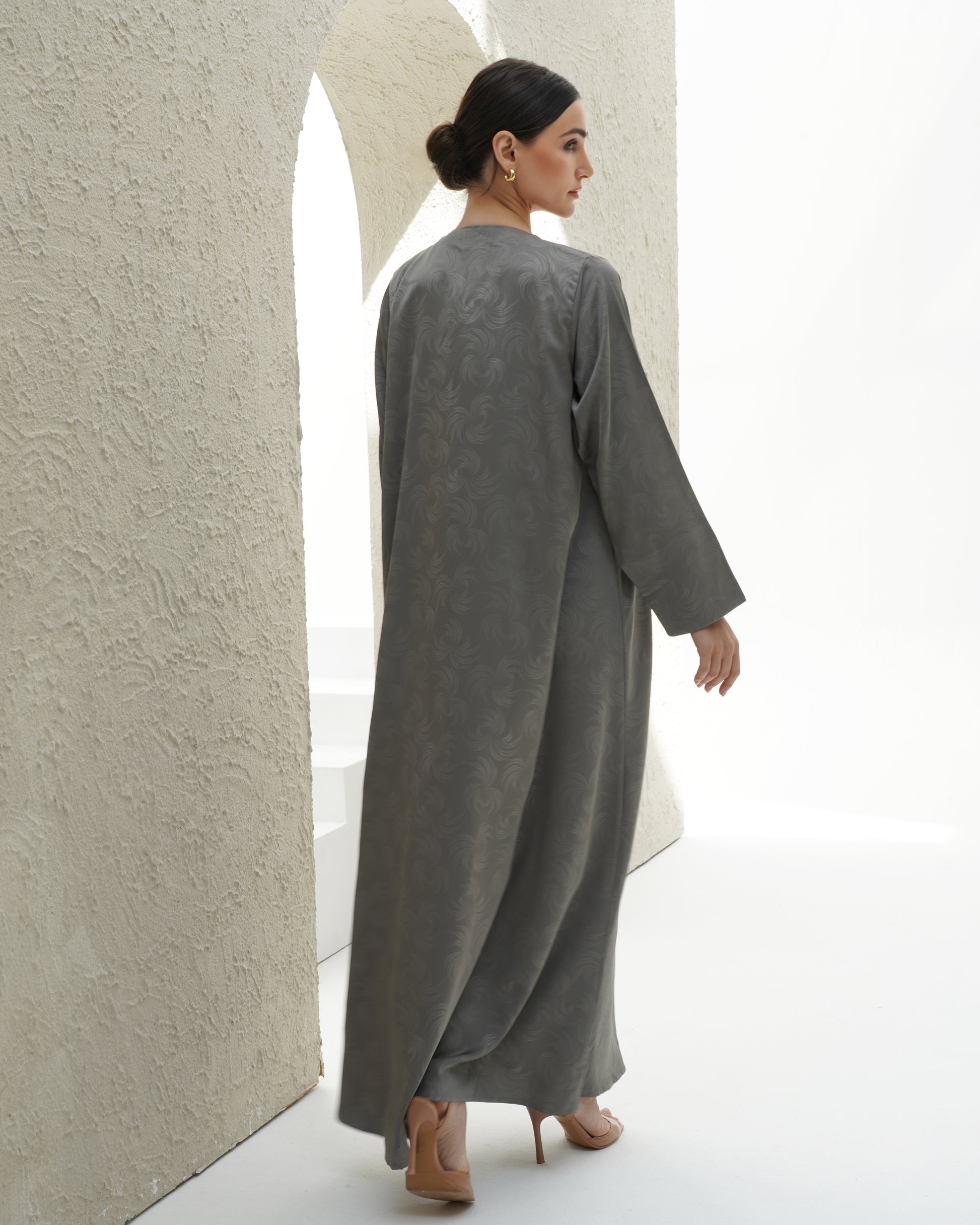 Allure Japanese Jacquard Grey Abaya